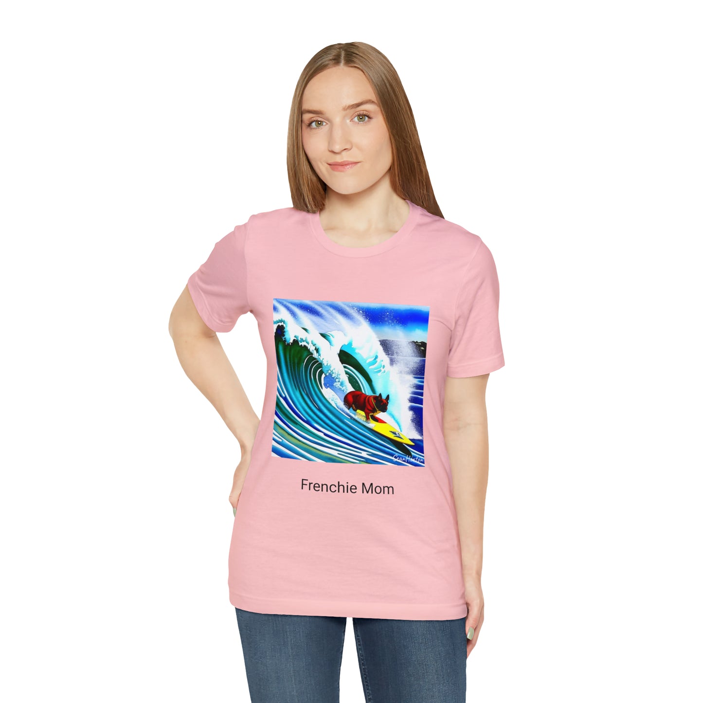 Surfing Frenchie/Frenchie Mom Unisex Jersey Short Sleeve Tee
