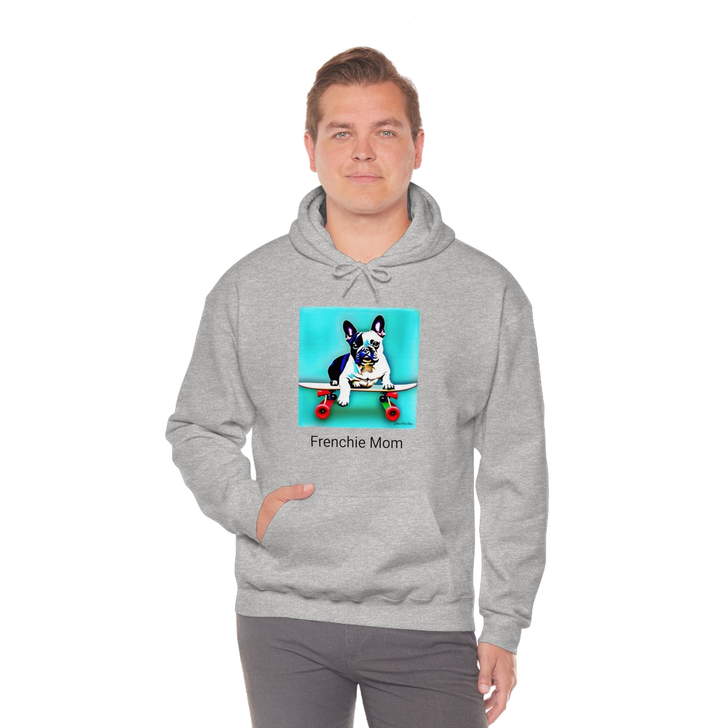 Frenchie on a Skateboard/Frenchie Mom Unisex Heavy Blend™ Hooded Sweatshirt