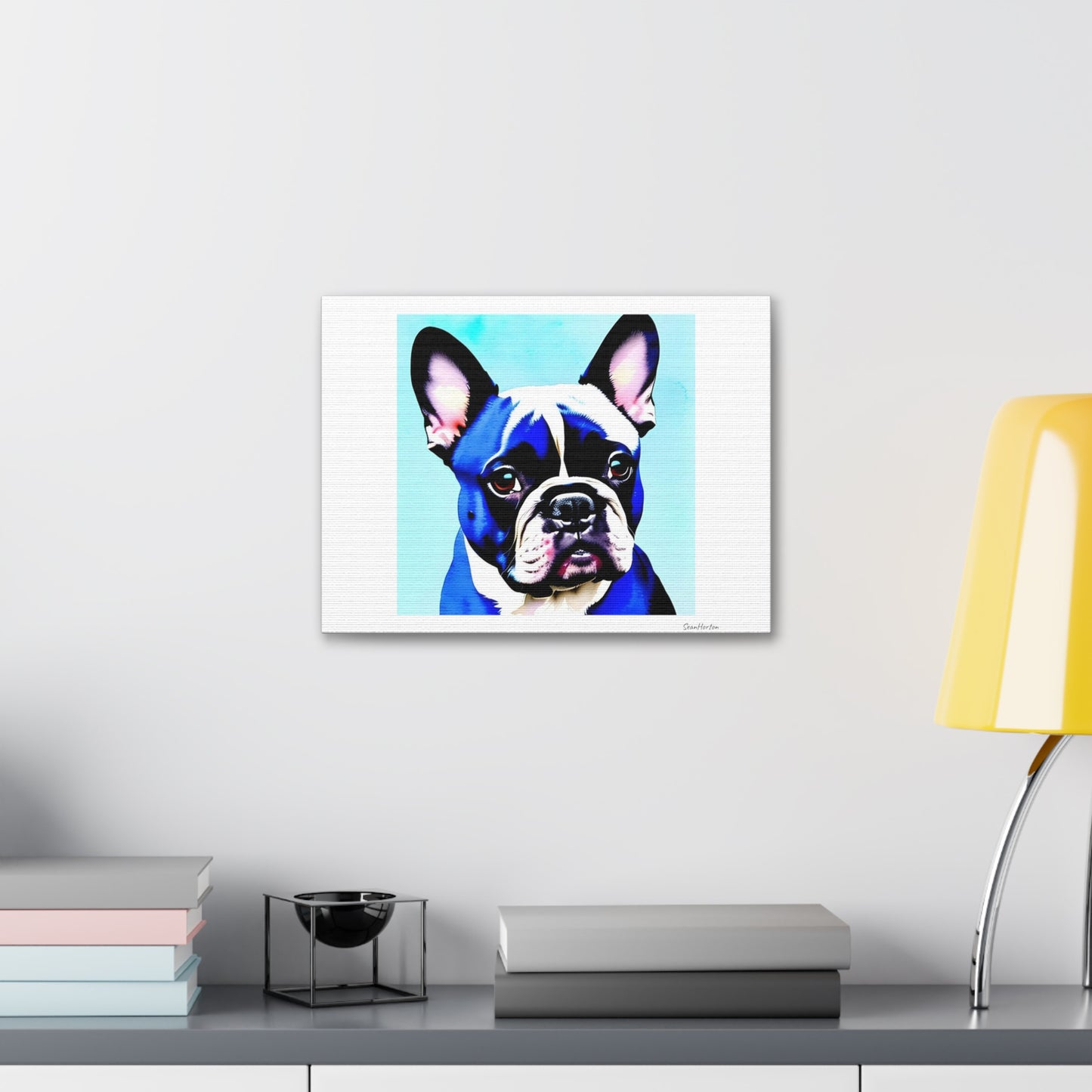 Blue Frenchie (Horizontal) Canvas Stretched, 1.5''