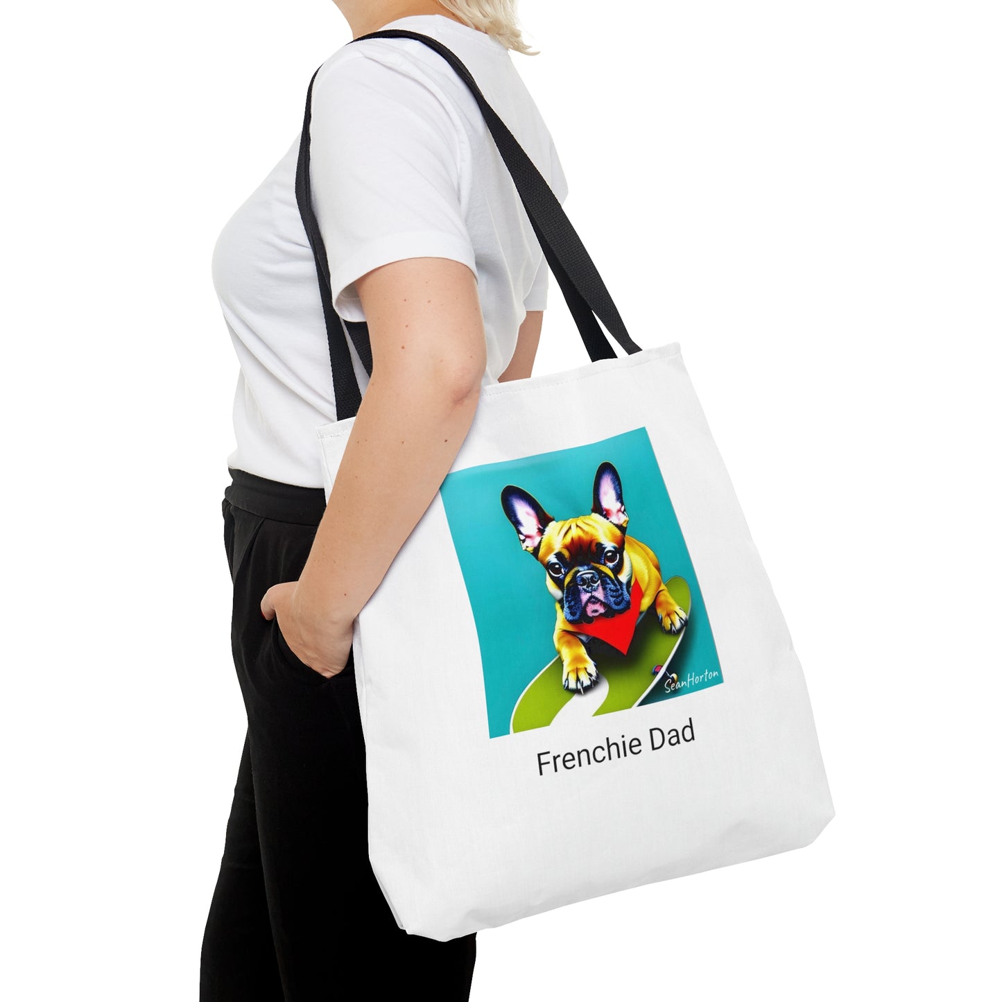 Frenchie on a Skateboard #2/Frenchie Dad Tote Bag (AOP)