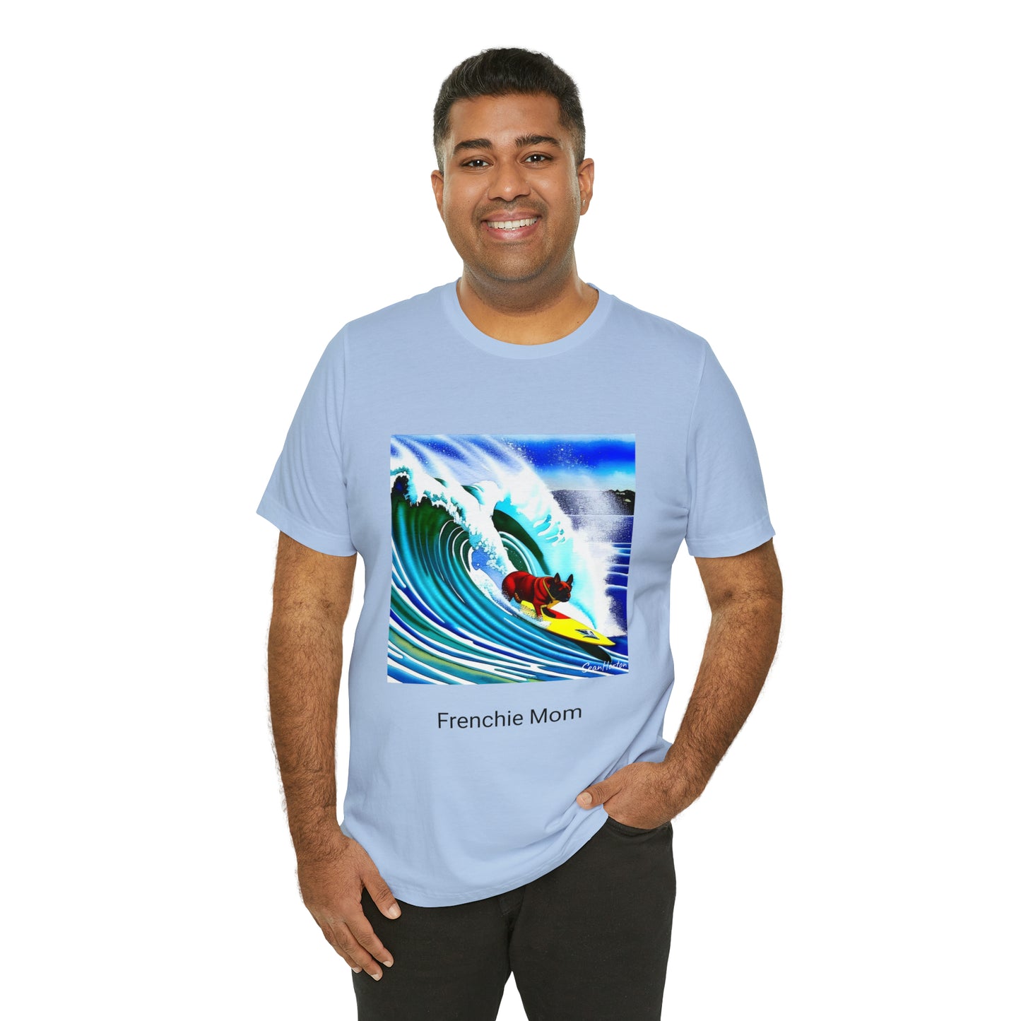 Surfing Frenchie/Frenchie Mom Unisex Jersey Short Sleeve Tee