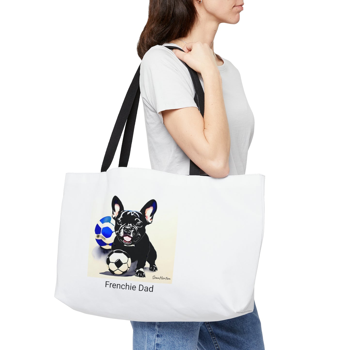 Frenchie with a Soccer Ball/Frenchie Dad Weekender Tote Bag
