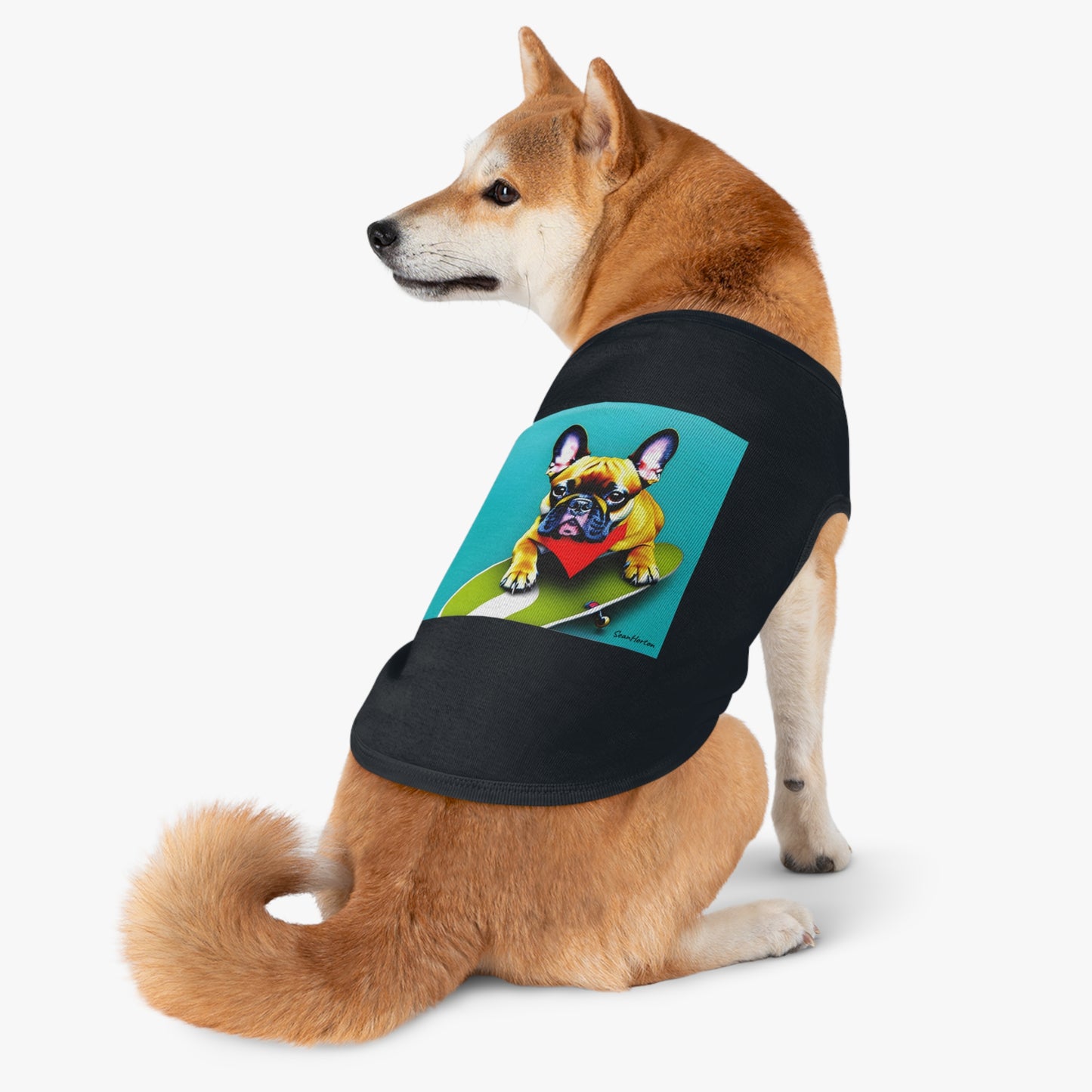 Frenchie on a Skateboard #2 Pet Tank Top