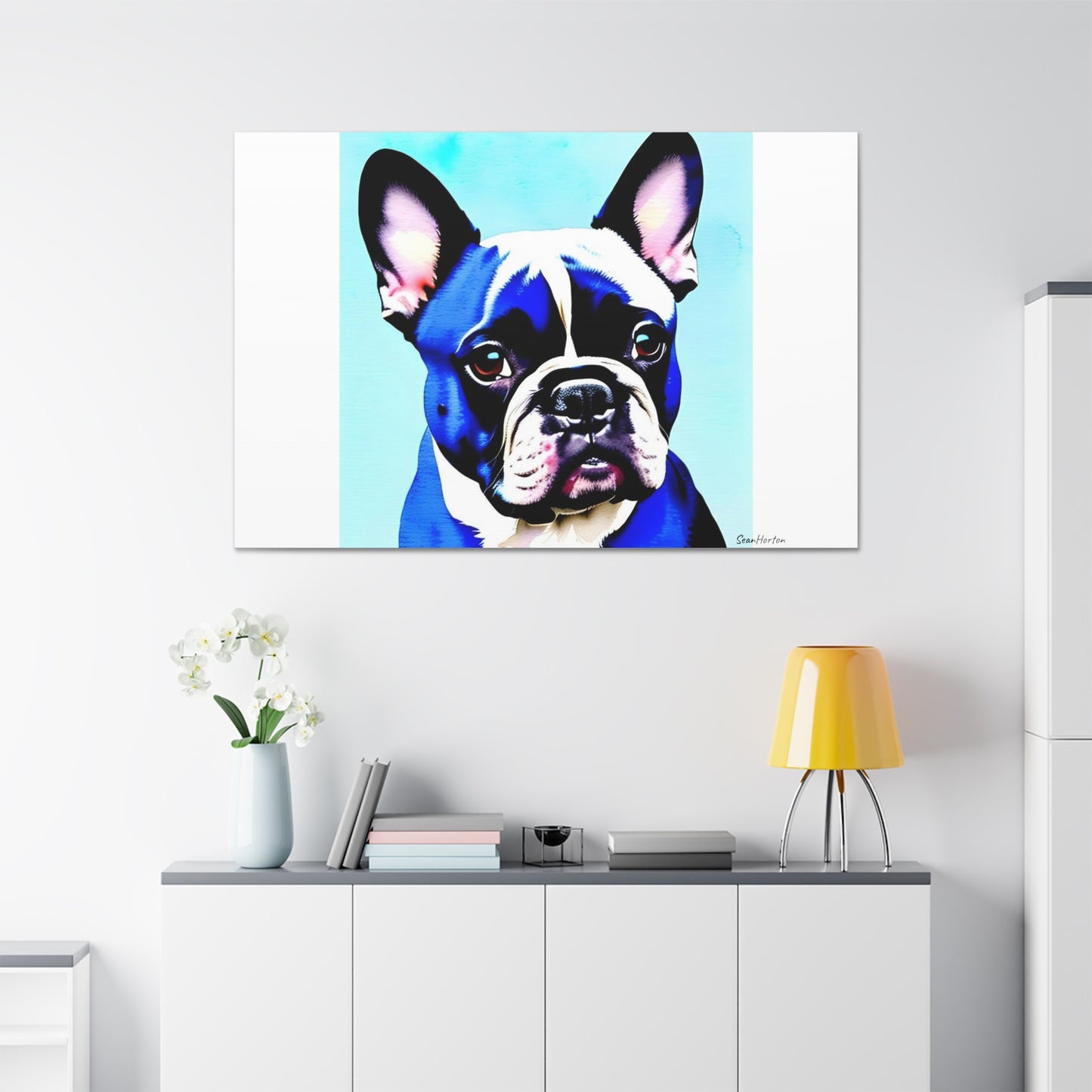 Blue Frenchie (Horizontal) Canvas Stretched, 1.5''