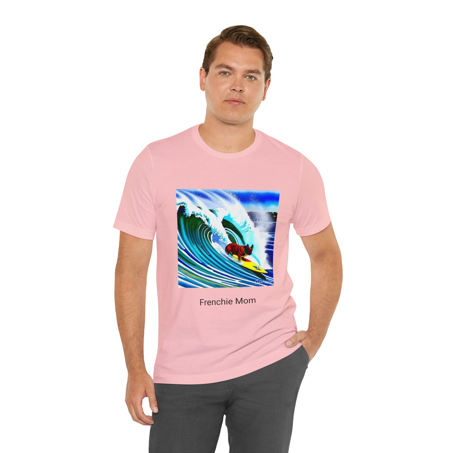 Surfing Frenchie/Frenchie Mom Unisex Jersey Short Sleeve Tee