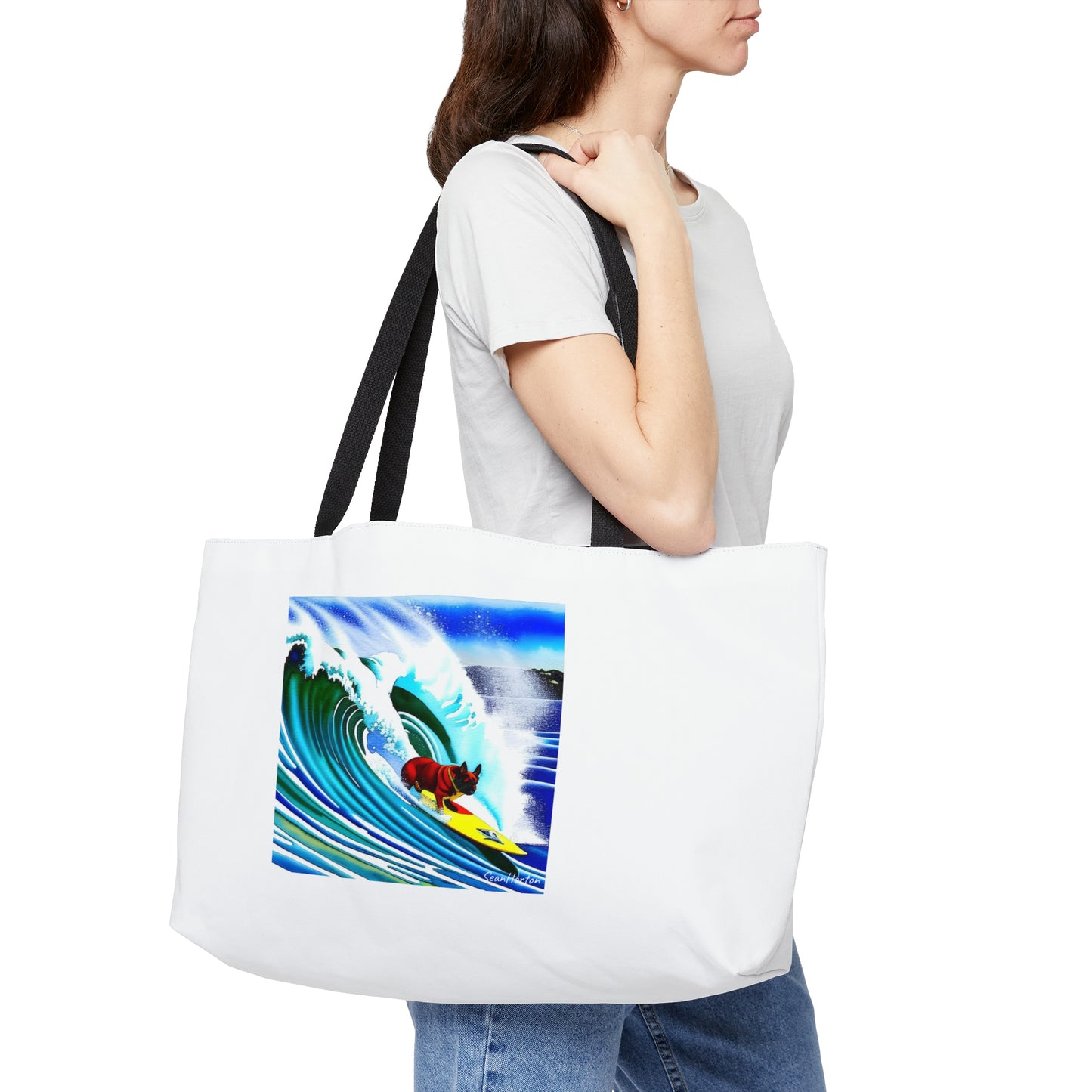 Surfing Frenchie Weekender Tote Bag