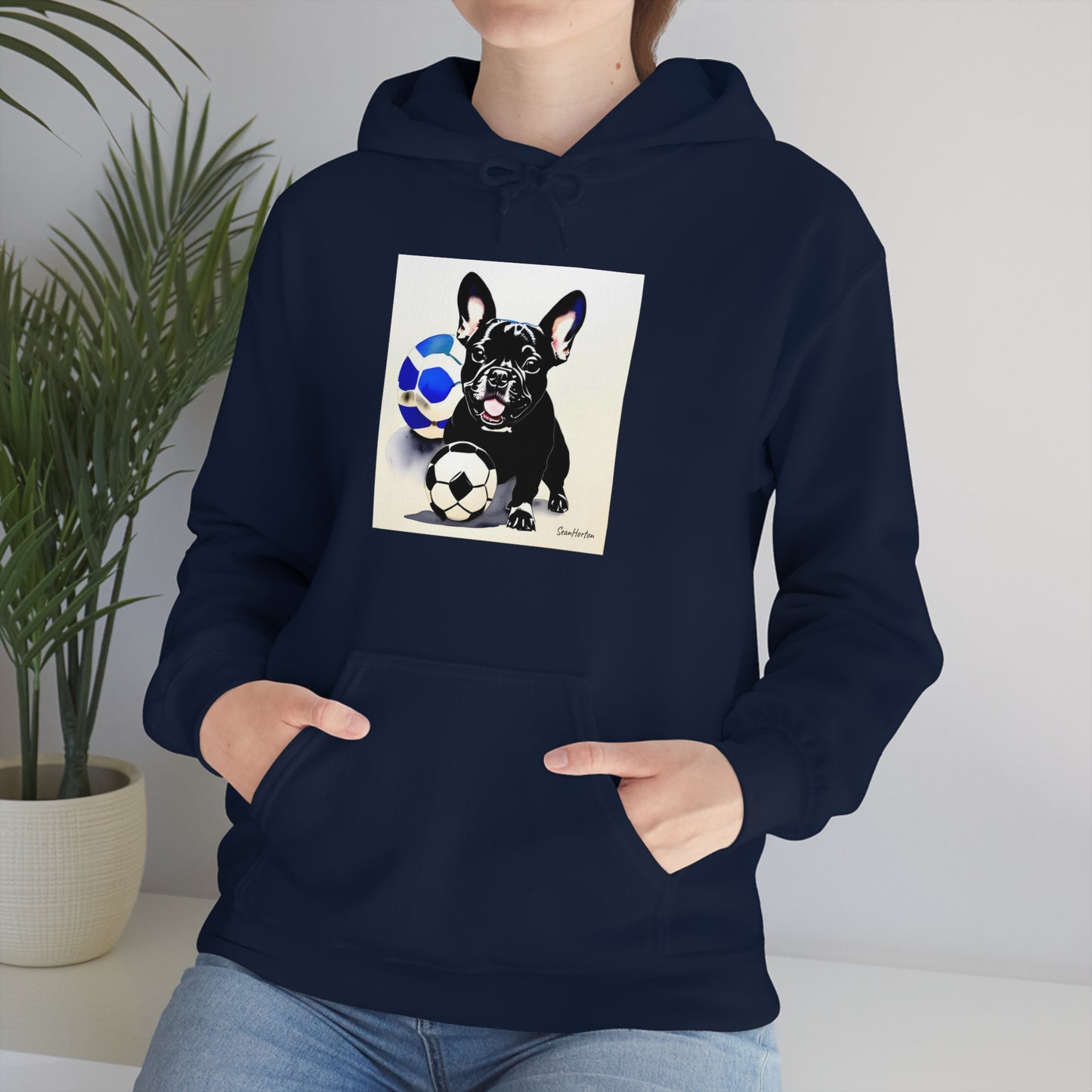 Frenchie with a Soccer Ball Unisex Heavy Blend™ Hooded Sweatshirt