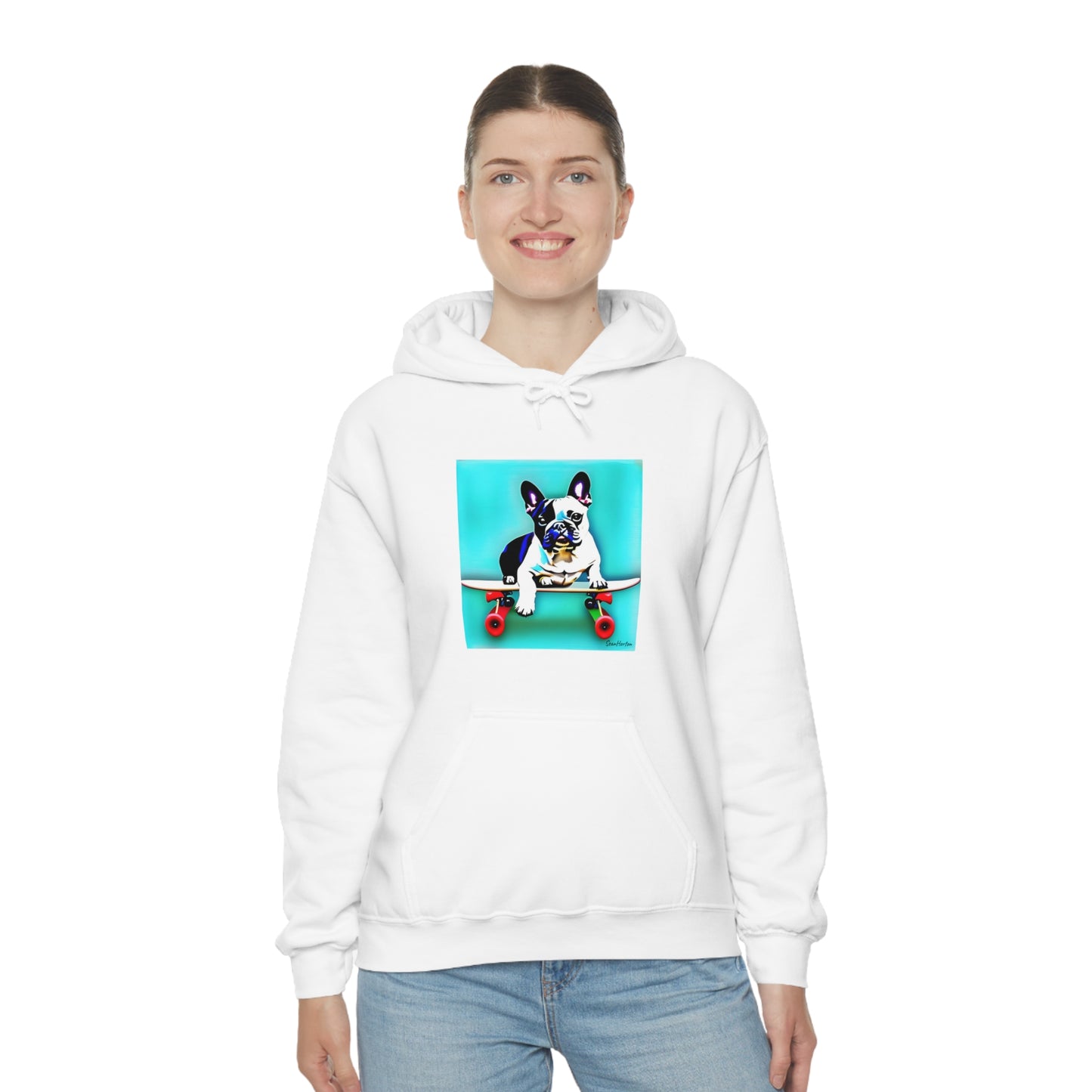 Frenchie on a Skateboard Unisex Heavy Blend™ Hooded Sweatshirt