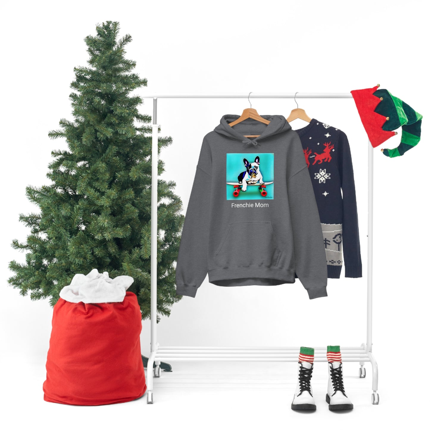 Frenchie on a Skateboard/Frenchie Mom Unisex Heavy Blend™ Hooded Sweatshirt