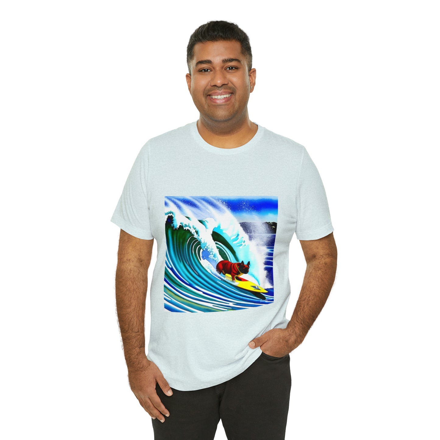 Surfing Frenchie Unisex Jersey Short Sleeve Tee
