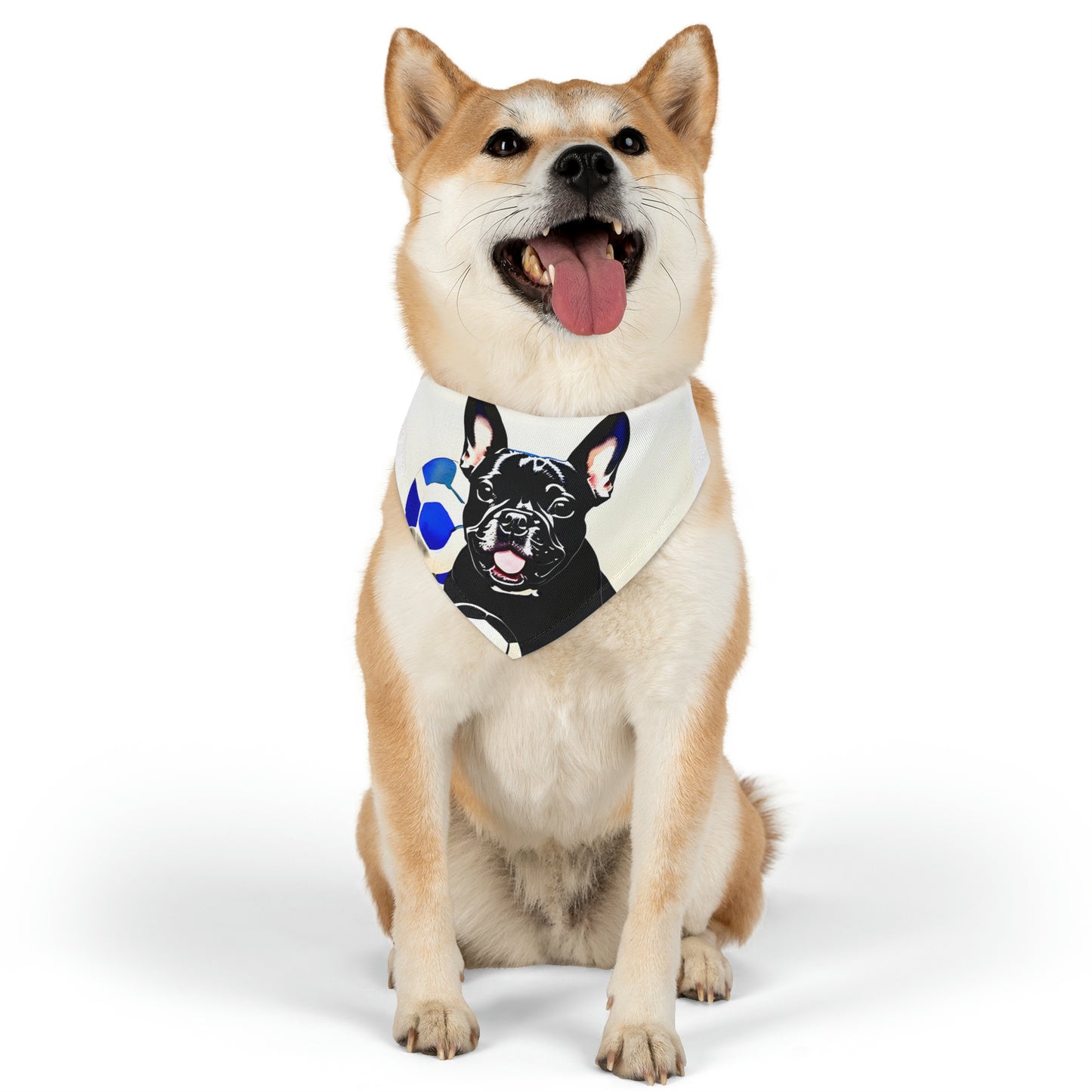 Frenchie with a Soccer Ball Pet Bandana Collar
