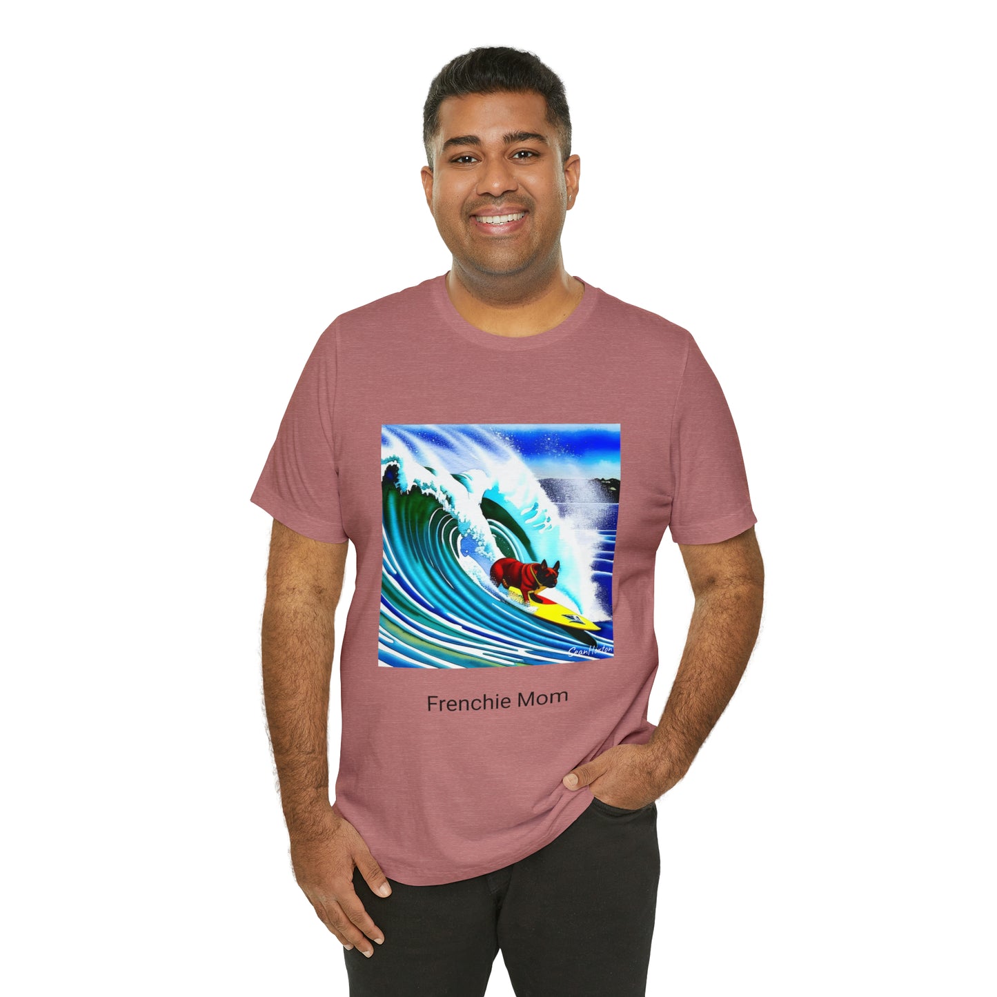 Surfing Frenchie/Frenchie Mom Unisex Jersey Short Sleeve Tee
