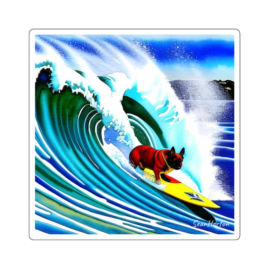 Surfing Frenchie Square Stickers
