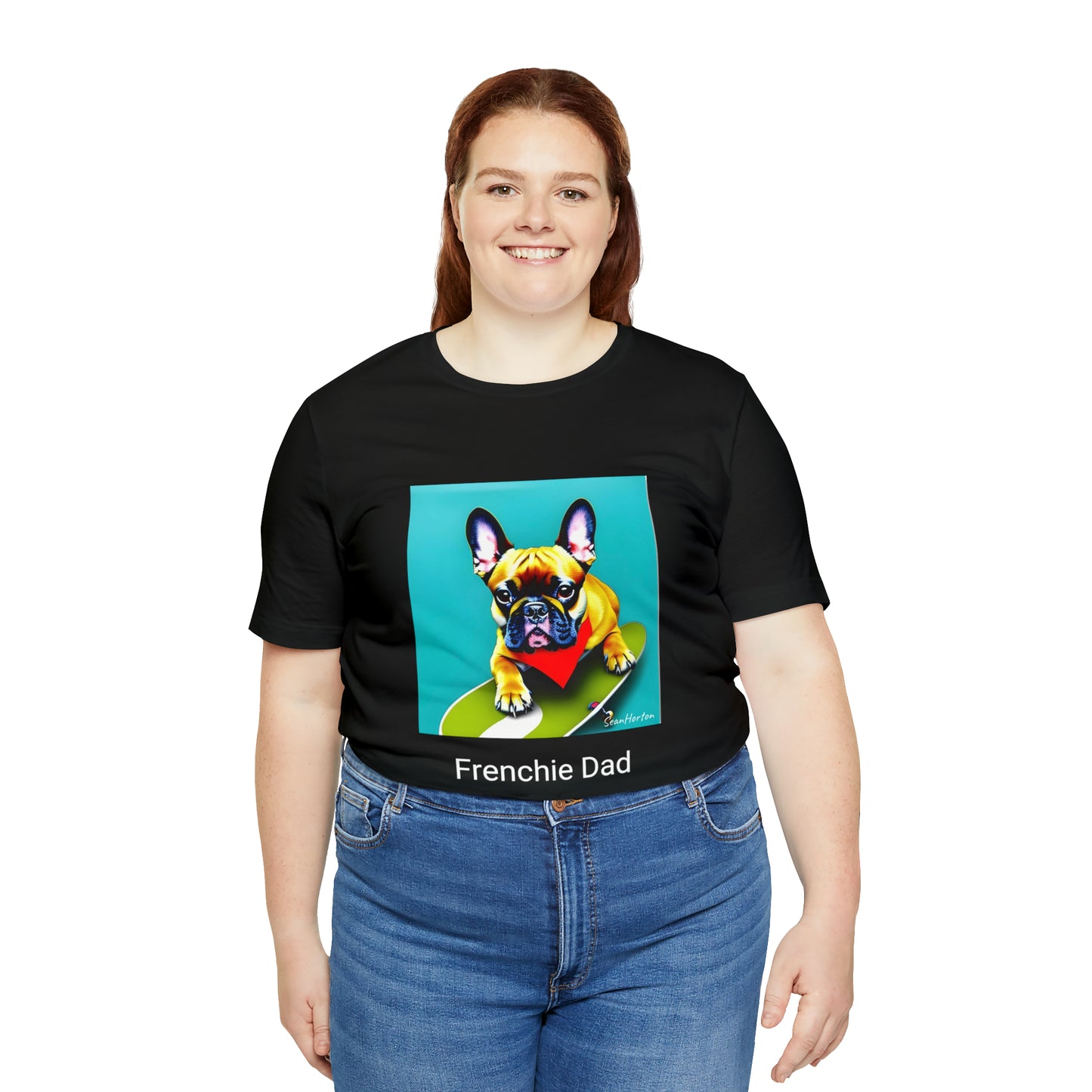 Frenchie on a Skateboard #2/Frenchie Dad Unisex Jersey Short Sleeve Tee
