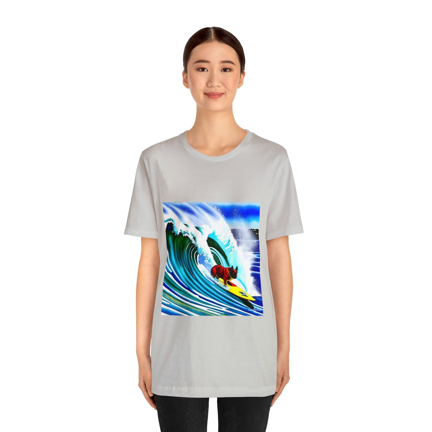 Surfing Frenchie Unisex Jersey Short Sleeve Tee