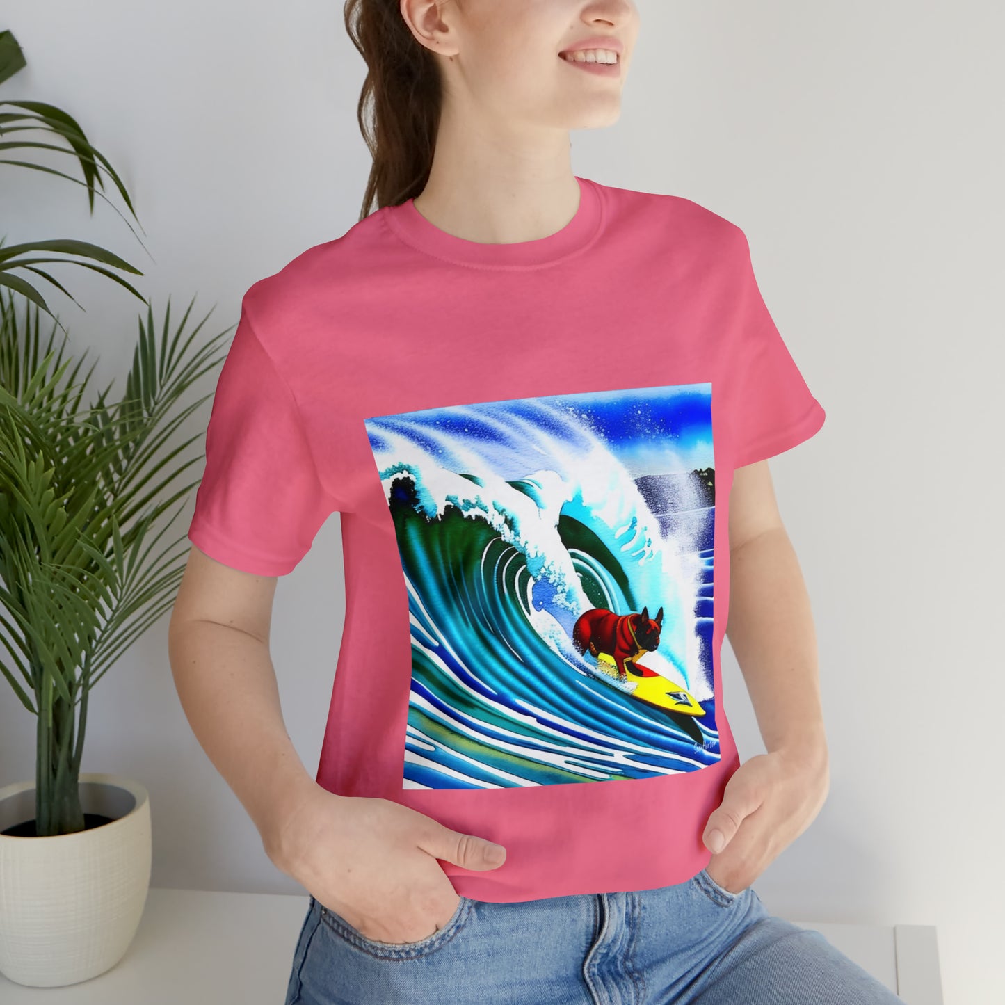 Surfing Frenchie Unisex Jersey Short Sleeve Tee