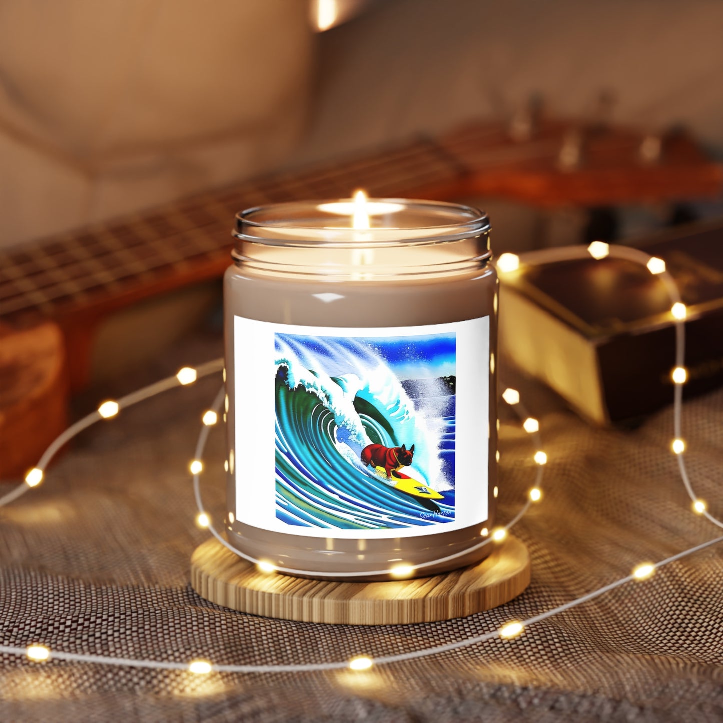 Surfing Frenchie Scented Candles, 9oz