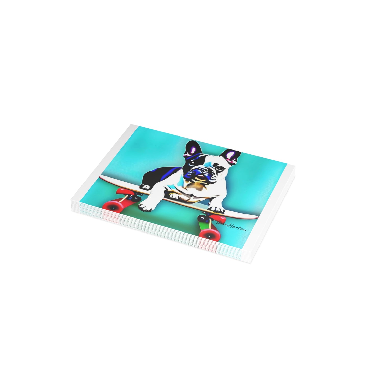 Frenchie on a Skateboard Postcard Bundles (envelopes included)