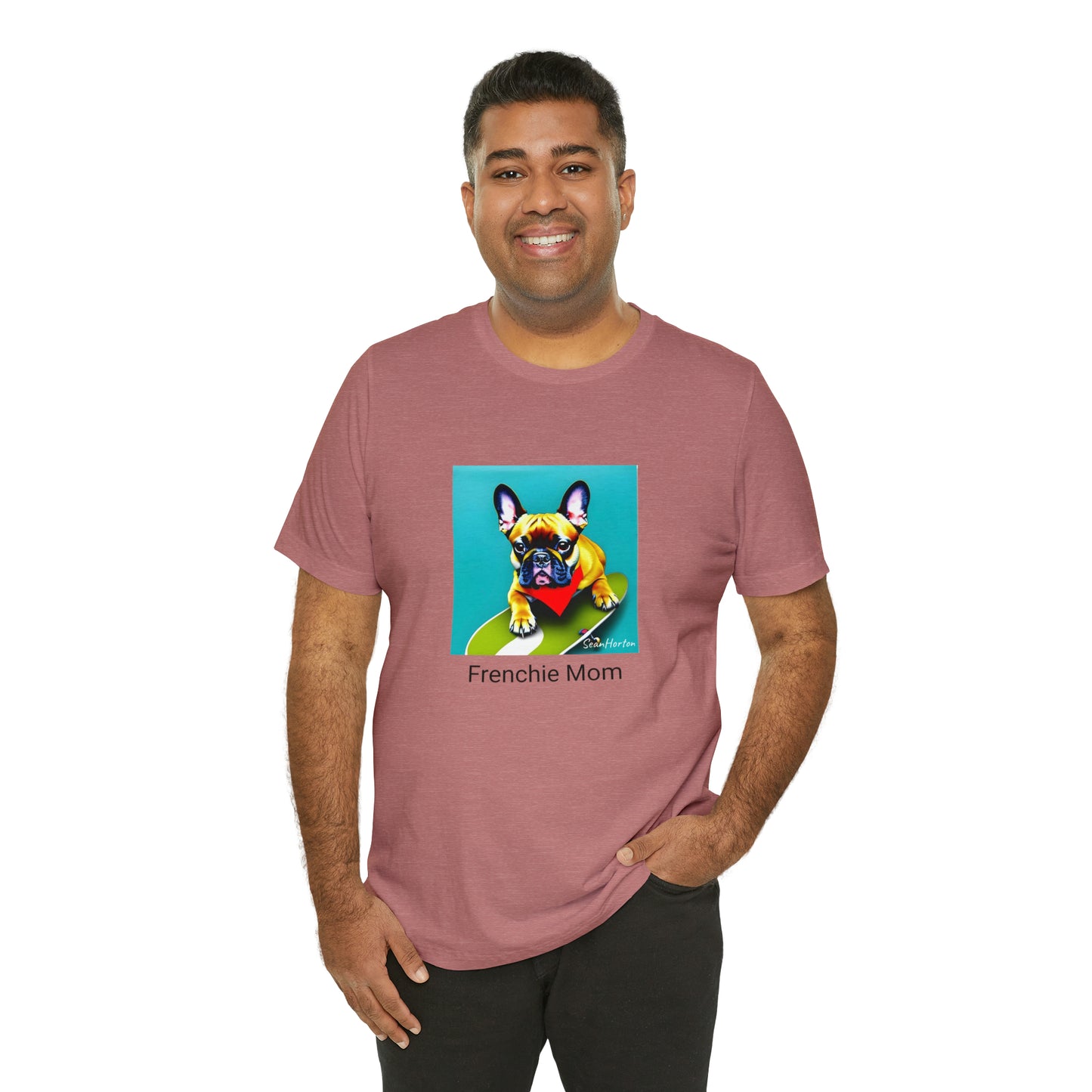 Frenchie on a Skateboard #2/Frenchie Mom Unisex Jersey Short Sleeve Tee