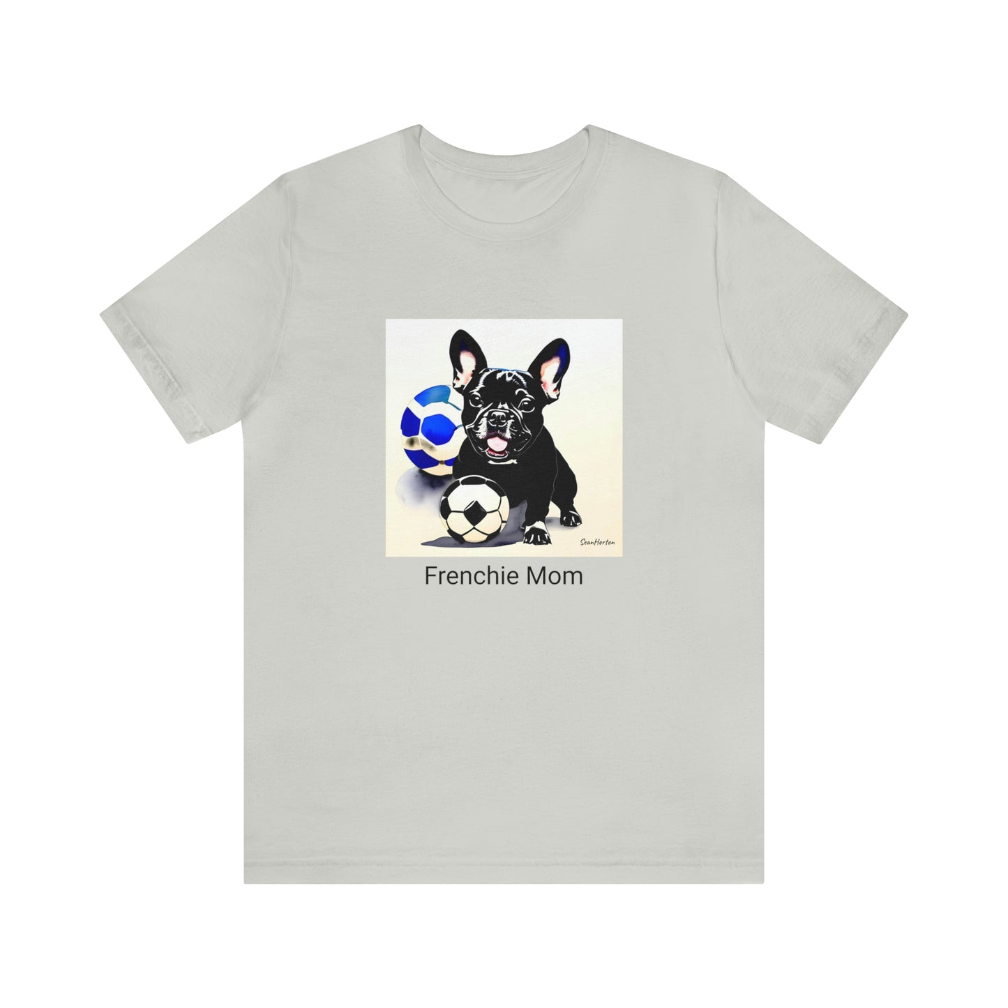 Frenchie with Soccer Ball/Frenchie Mom Unisex Jersey Short Sleeve Tee