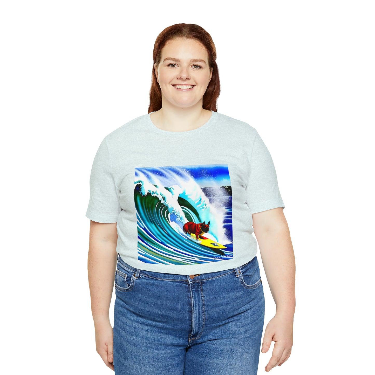 Surfing Frenchie/Frenchie Mom Unisex Jersey Short Sleeve Tee