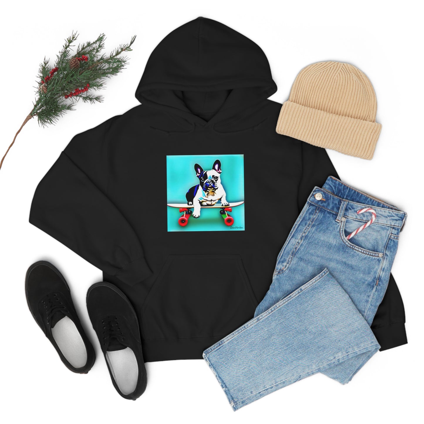 Frenchie on a Skateboard Unisex Heavy Blend™ Hooded Sweatshirt