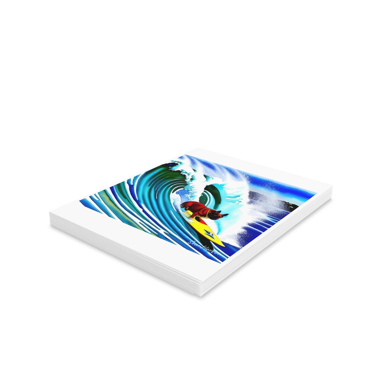 Surfing Frenchie Greeting cards (8, 16, and 24 pcs)