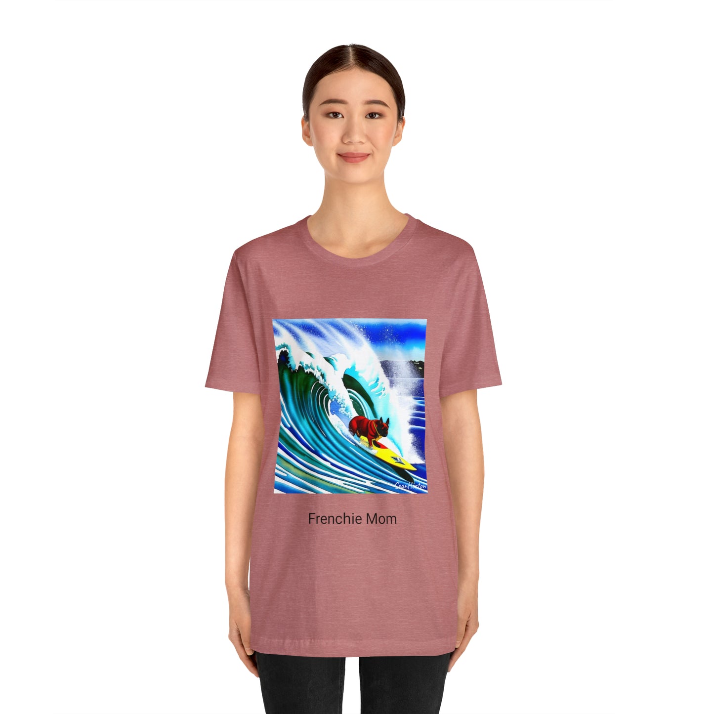 Surfing Frenchie/Frenchie Mom Unisex Jersey Short Sleeve Tee