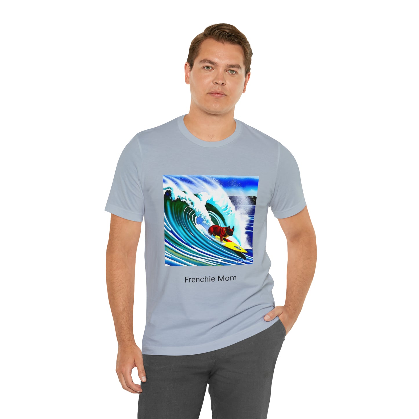 Surfing Frenchie/Frenchie Mom Unisex Jersey Short Sleeve Tee