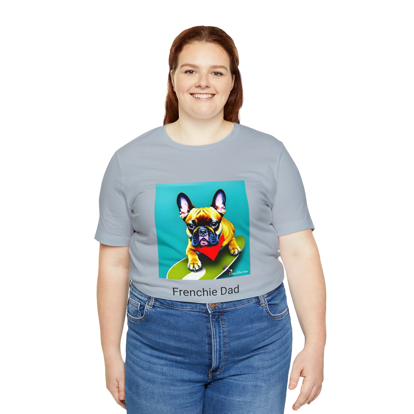 Frenchie on a Skateboard #2/Frenchie Dad Unisex Jersey Short Sleeve Tee