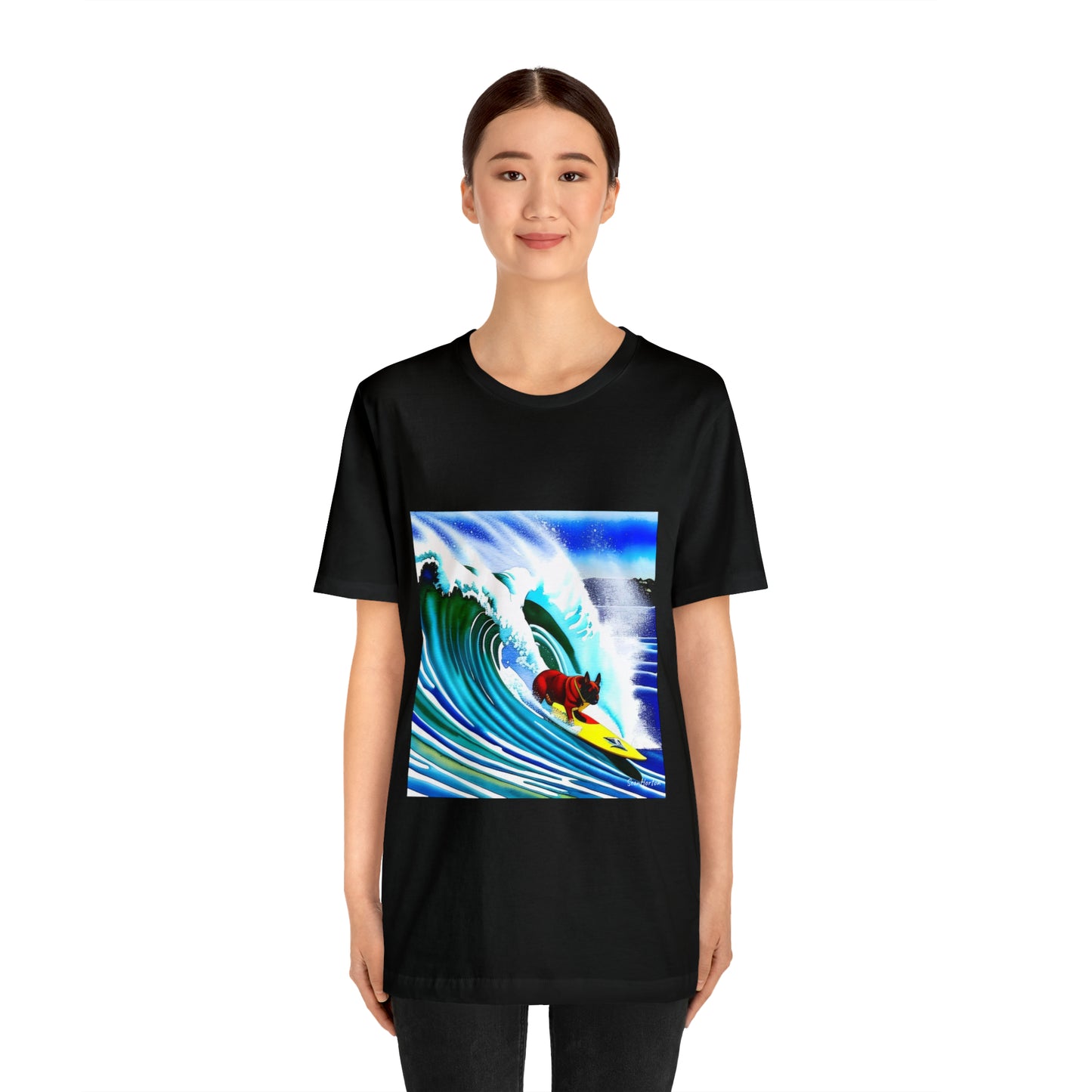 Surfing Frenchie Unisex Jersey Short Sleeve Tee
