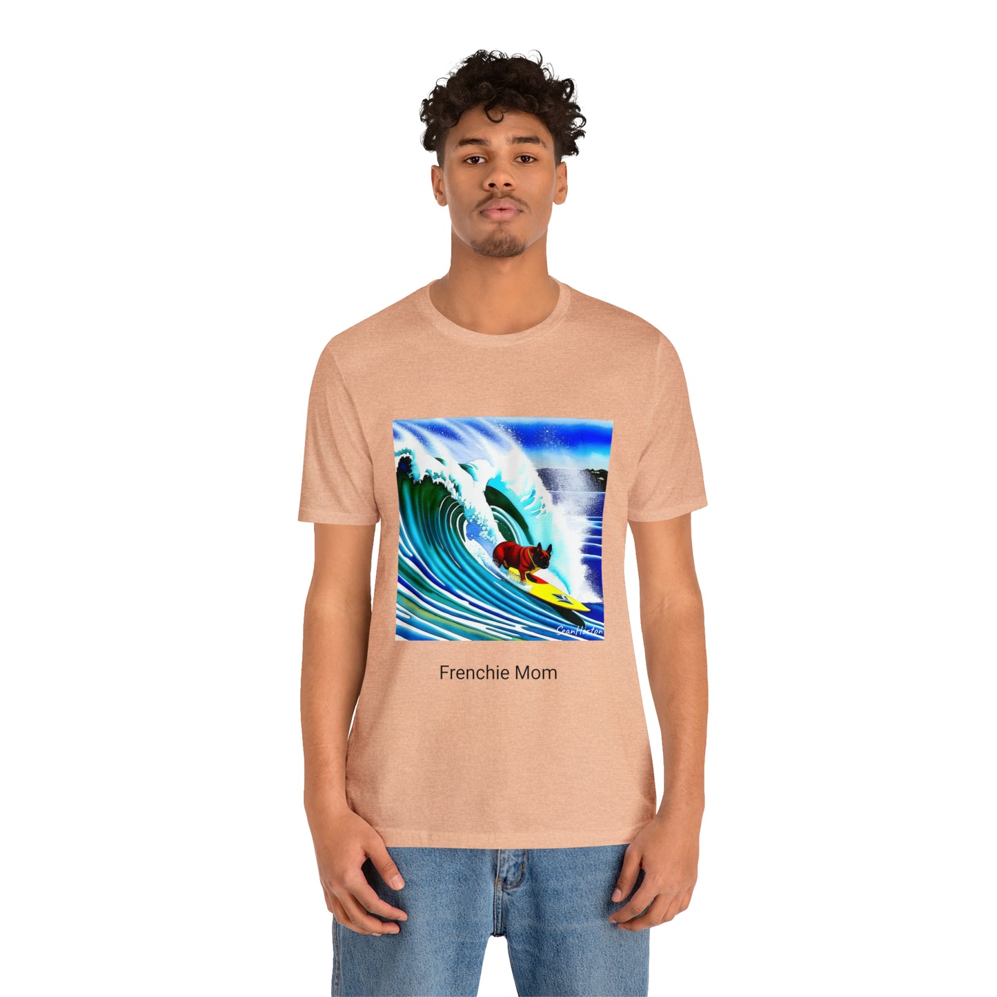 Surfing Frenchie/Frenchie Mom Unisex Jersey Short Sleeve Tee