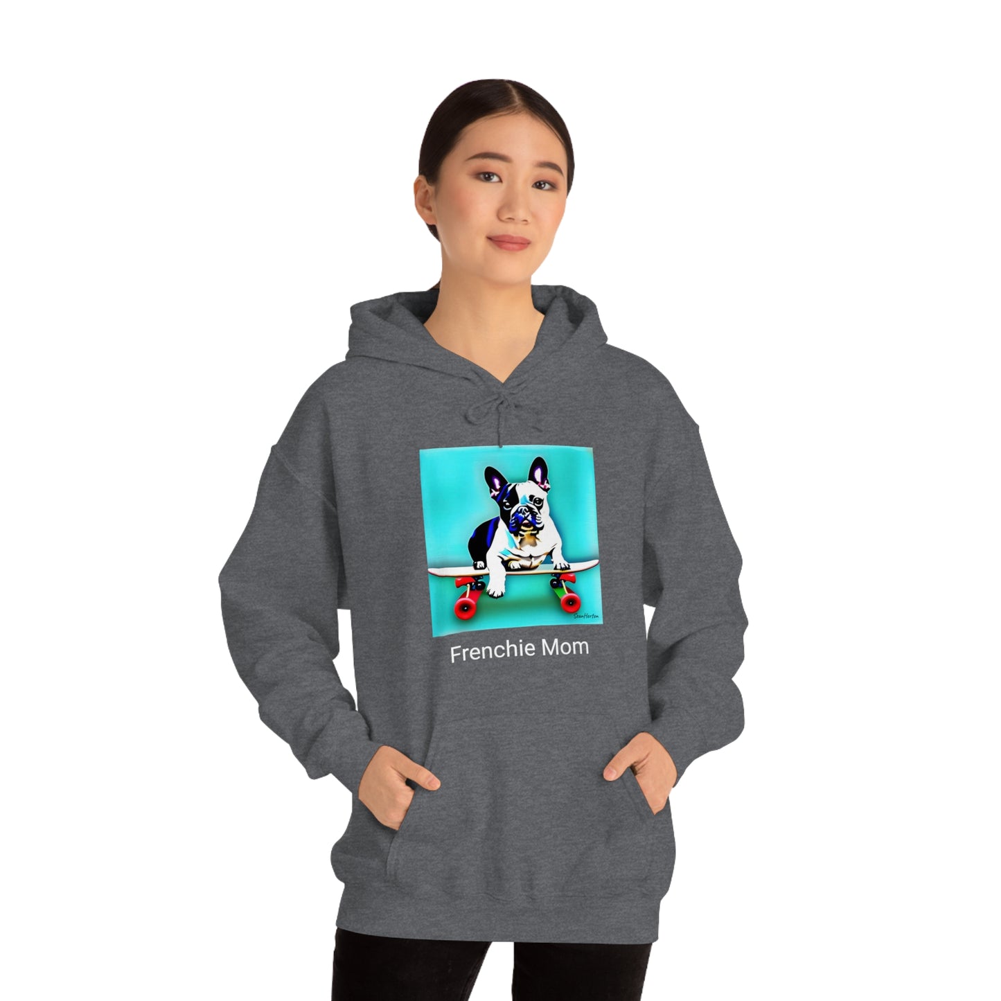 Frenchie on a Skateboard/Frenchie Mom Unisex Heavy Blend™ Hooded Sweatshirt