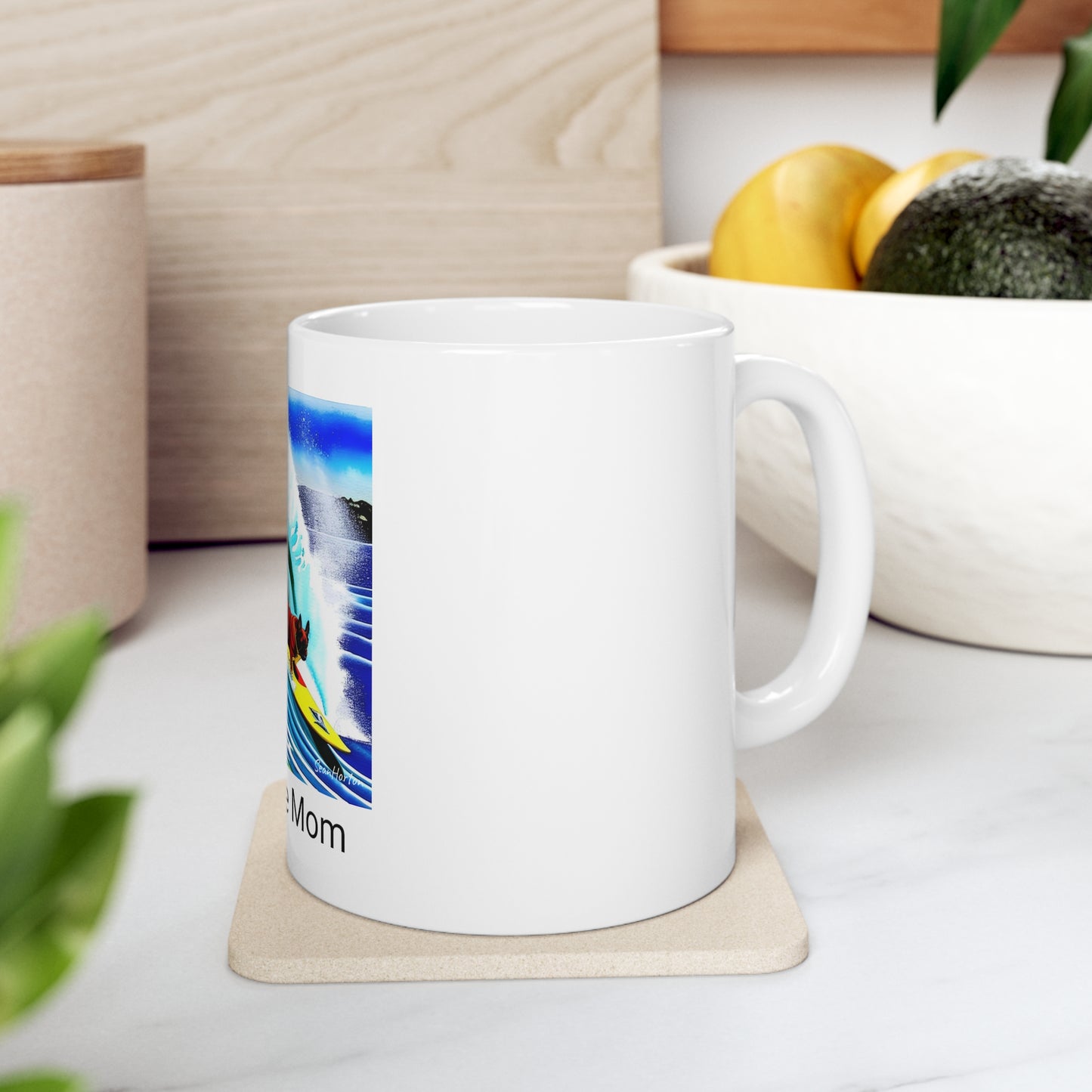 Surfing Frenchie/Frenchie Mom Ceramic Mug 11oz