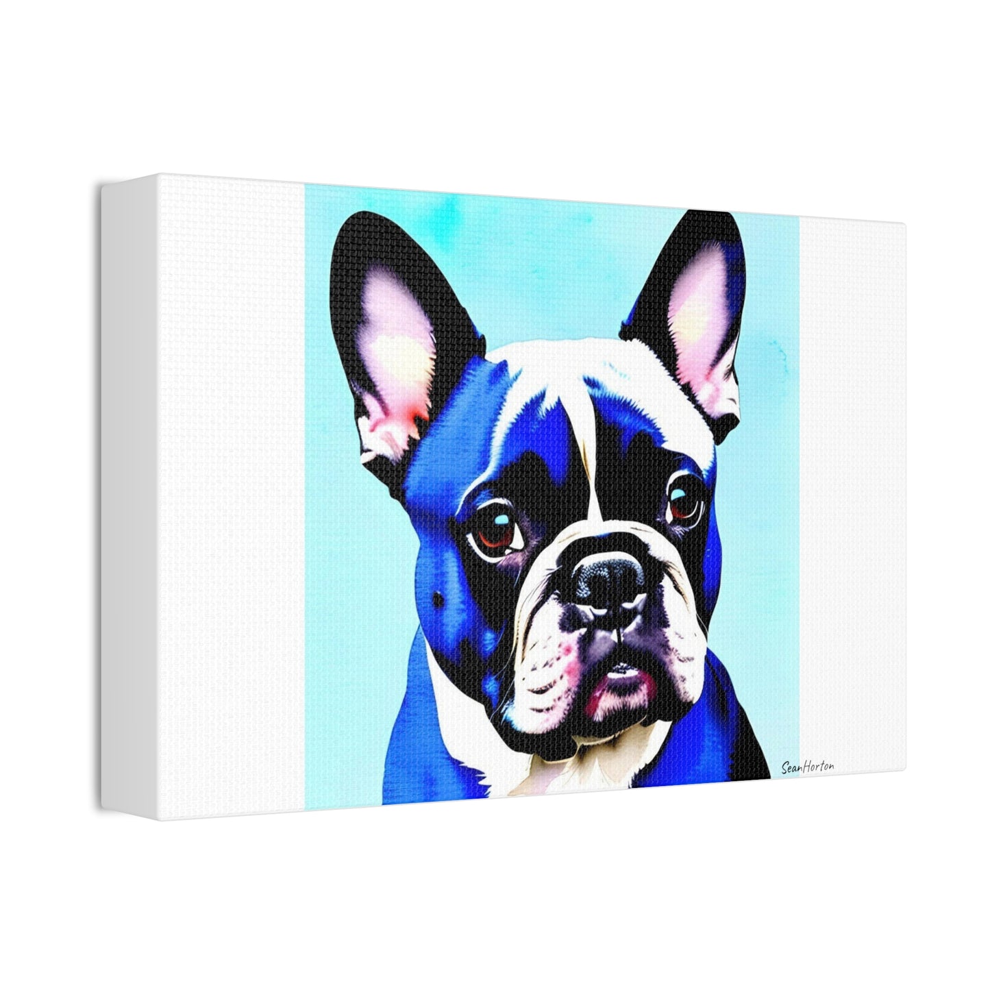 Blue Frenchie (Horizontal) Canvas Stretched, 1.5''