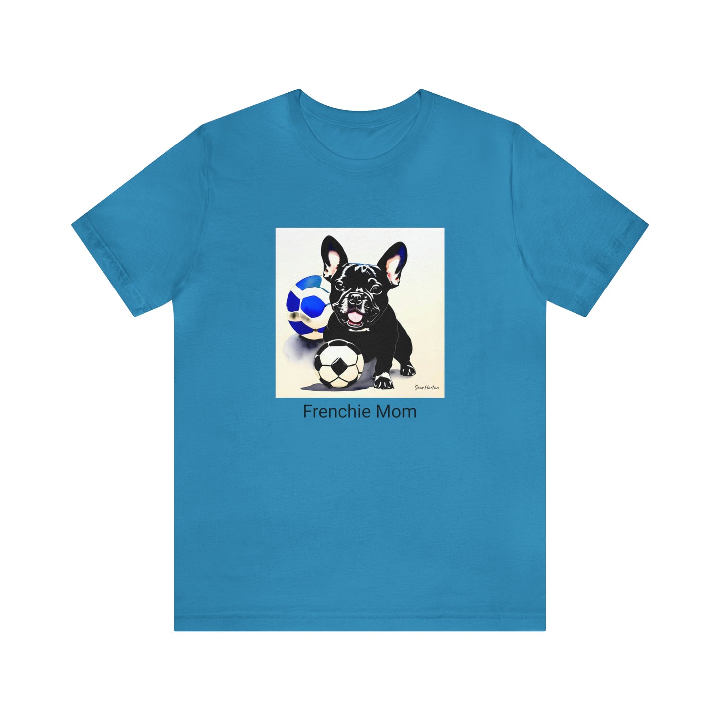 Frenchie with Soccer Ball/Frenchie Mom Unisex Jersey Short Sleeve Tee