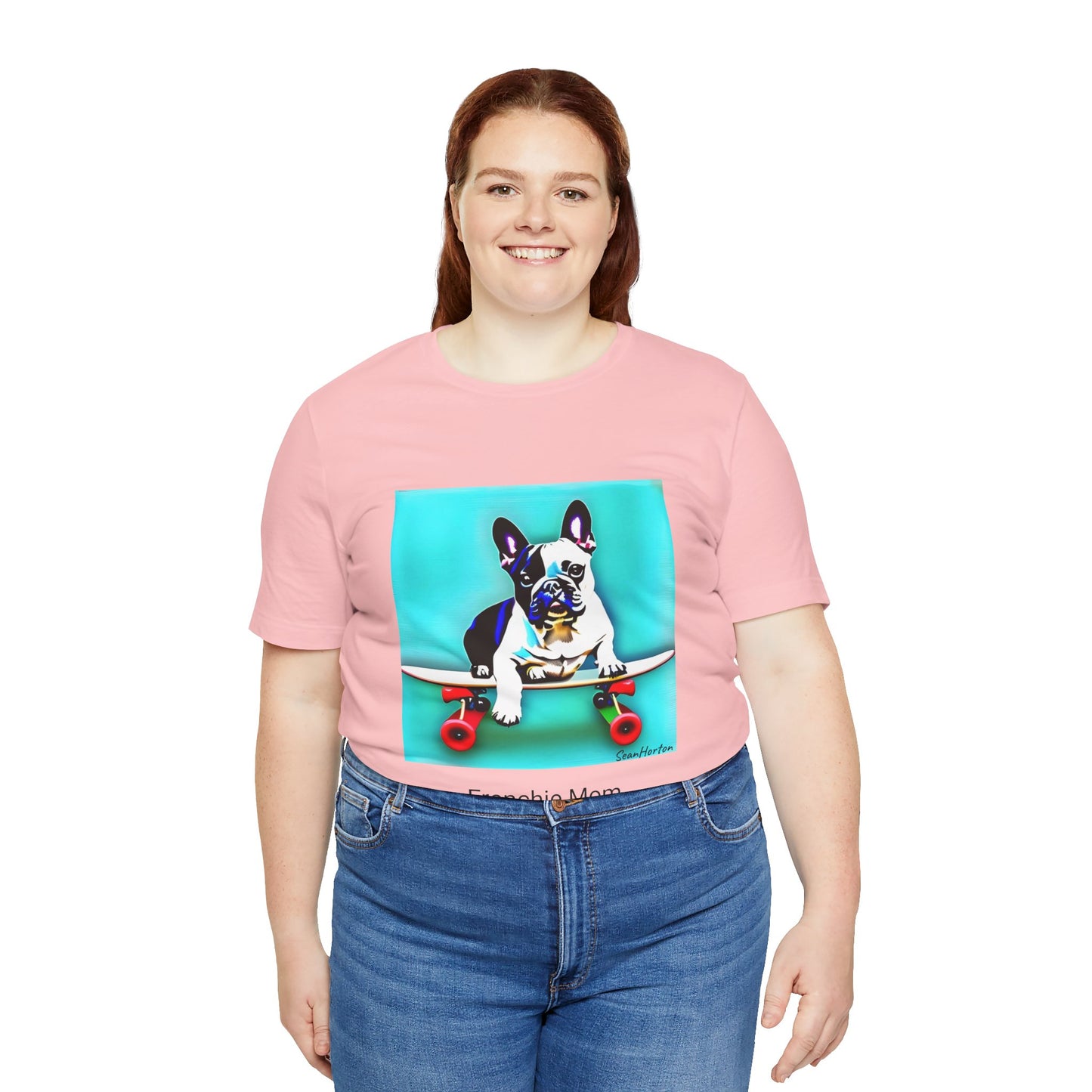 Frenchie on a Skateboard/Frenchie Mom Unisex Jersey Short Sleeve Tee