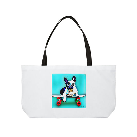 Frenchie on a Skateboard Weekender Tote Bag