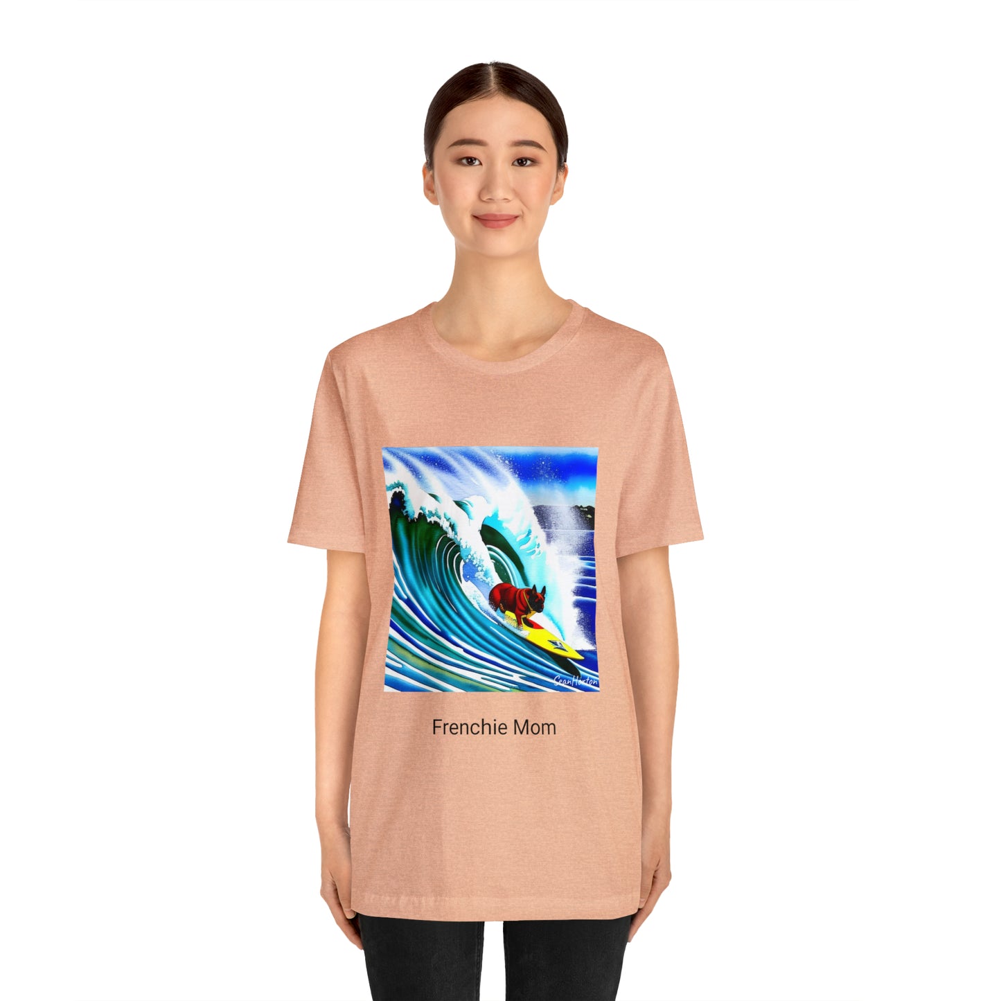 Surfing Frenchie/Frenchie Mom Unisex Jersey Short Sleeve Tee
