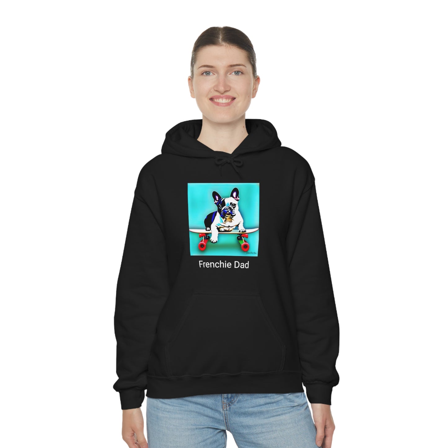 Frenchie on a Skateboard/Frenchie Dad Unisex Heavy Blend™ Hooded Sweatshirt