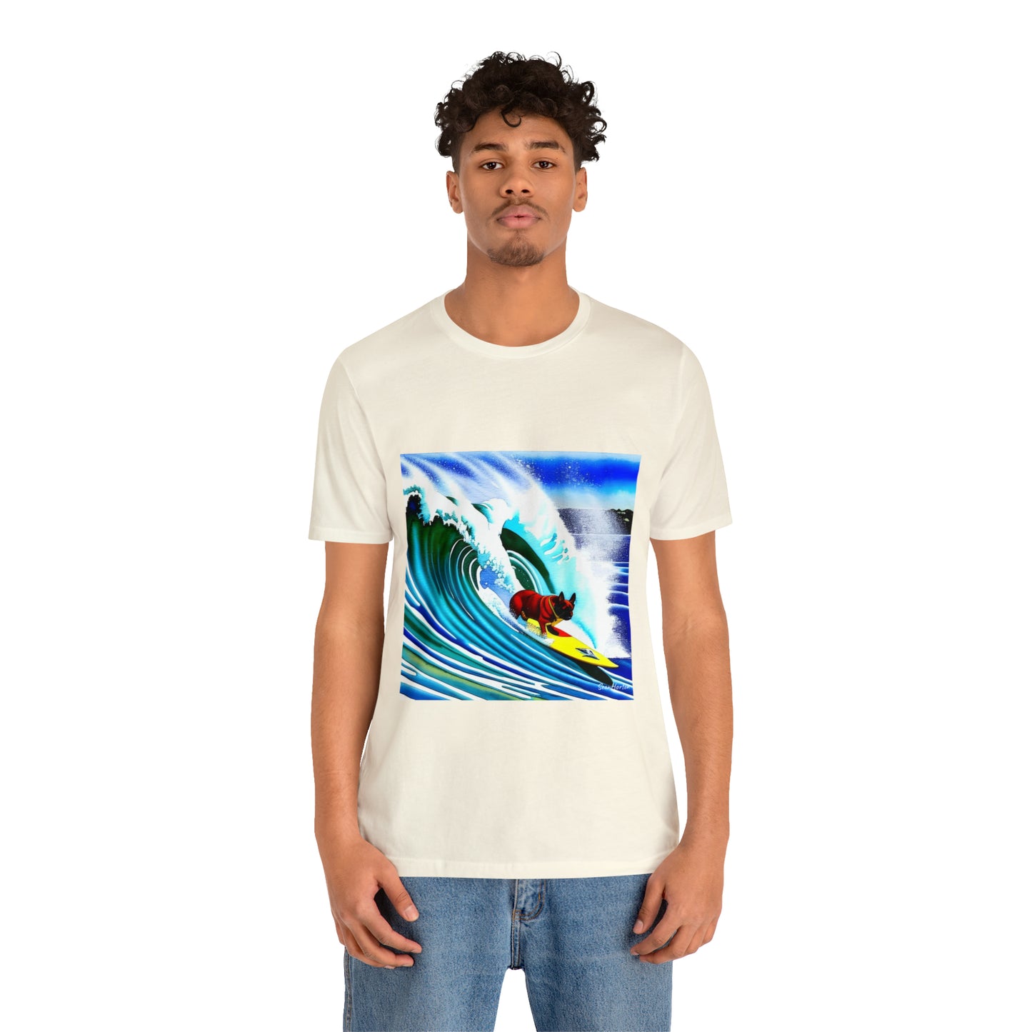 Surfing Frenchie Unisex Jersey Short Sleeve Tee