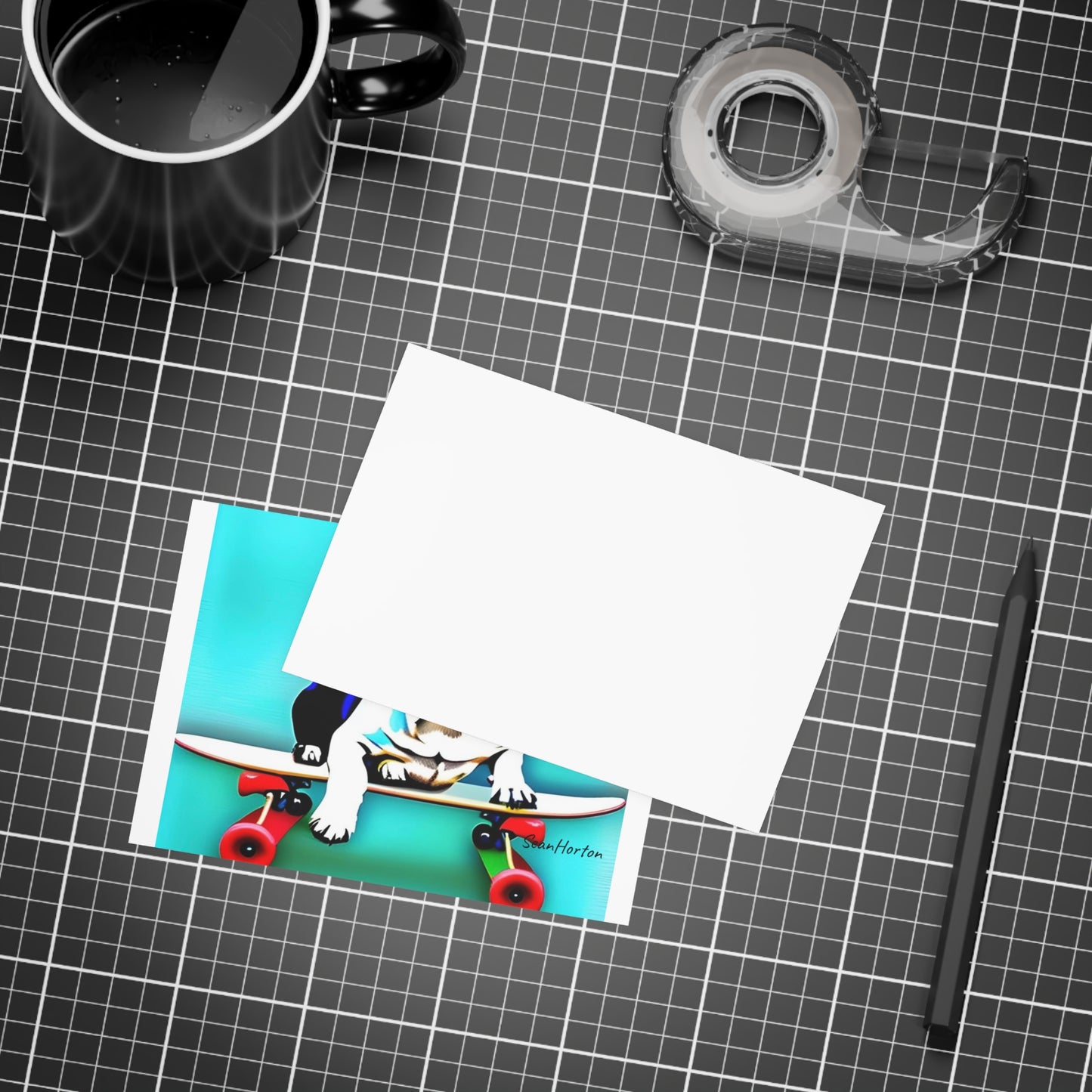 Frenchie on a Skateboard Postcard Bundles (envelopes included)