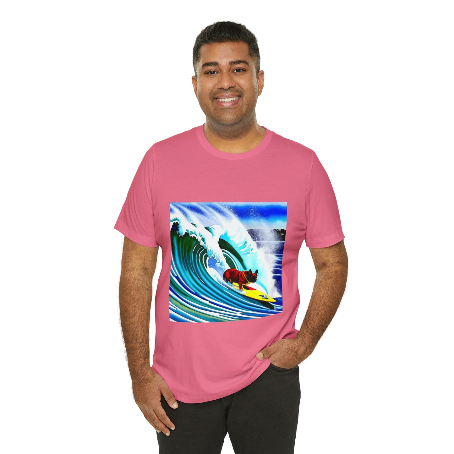 Surfing Frenchie Unisex Jersey Short Sleeve Tee