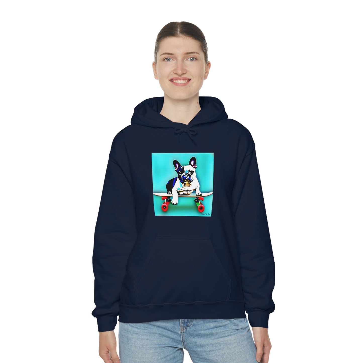 Frenchie on a Skateboard Unisex Heavy Blend™ Hooded Sweatshirt