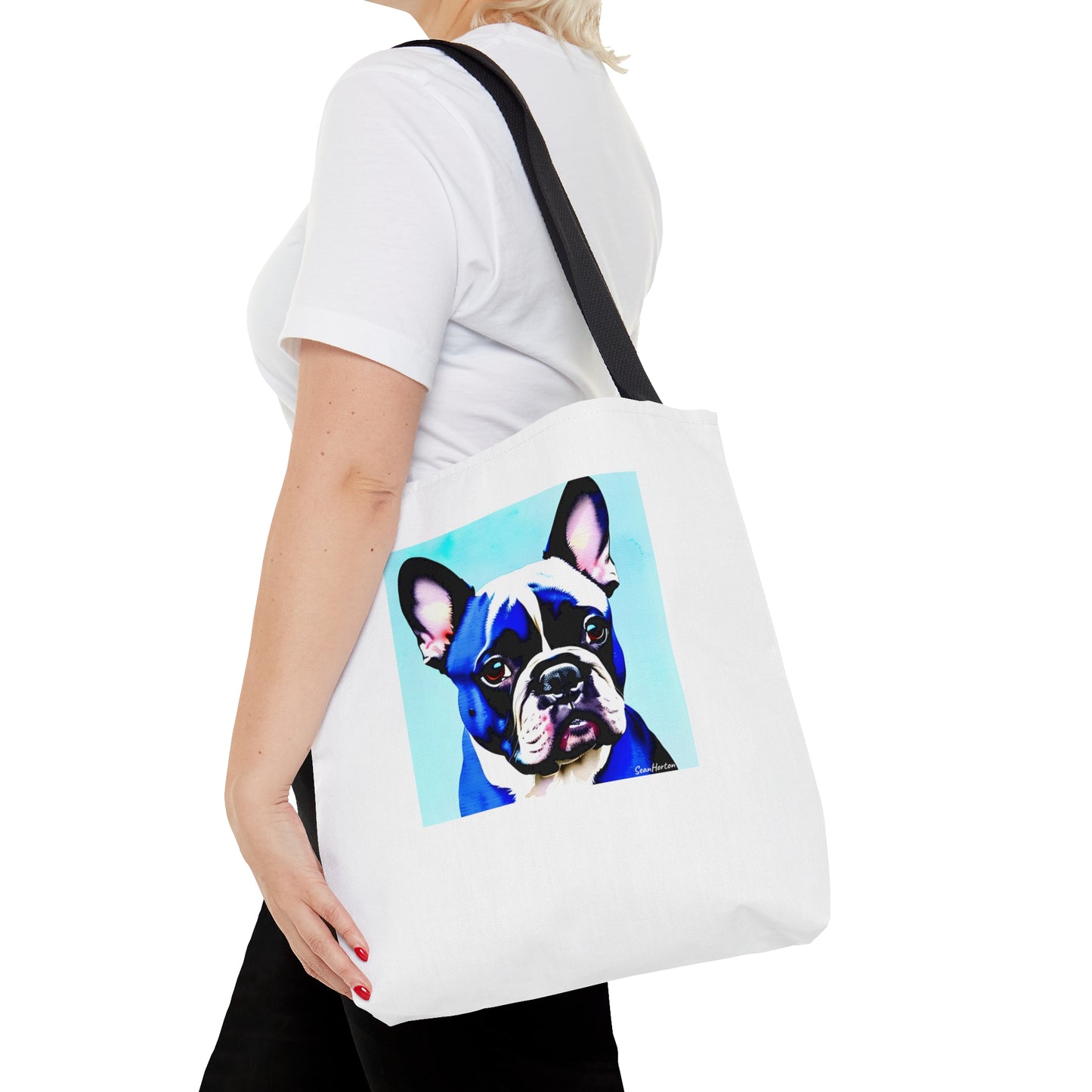 Blue Frenchie Tote Bag (AOP)