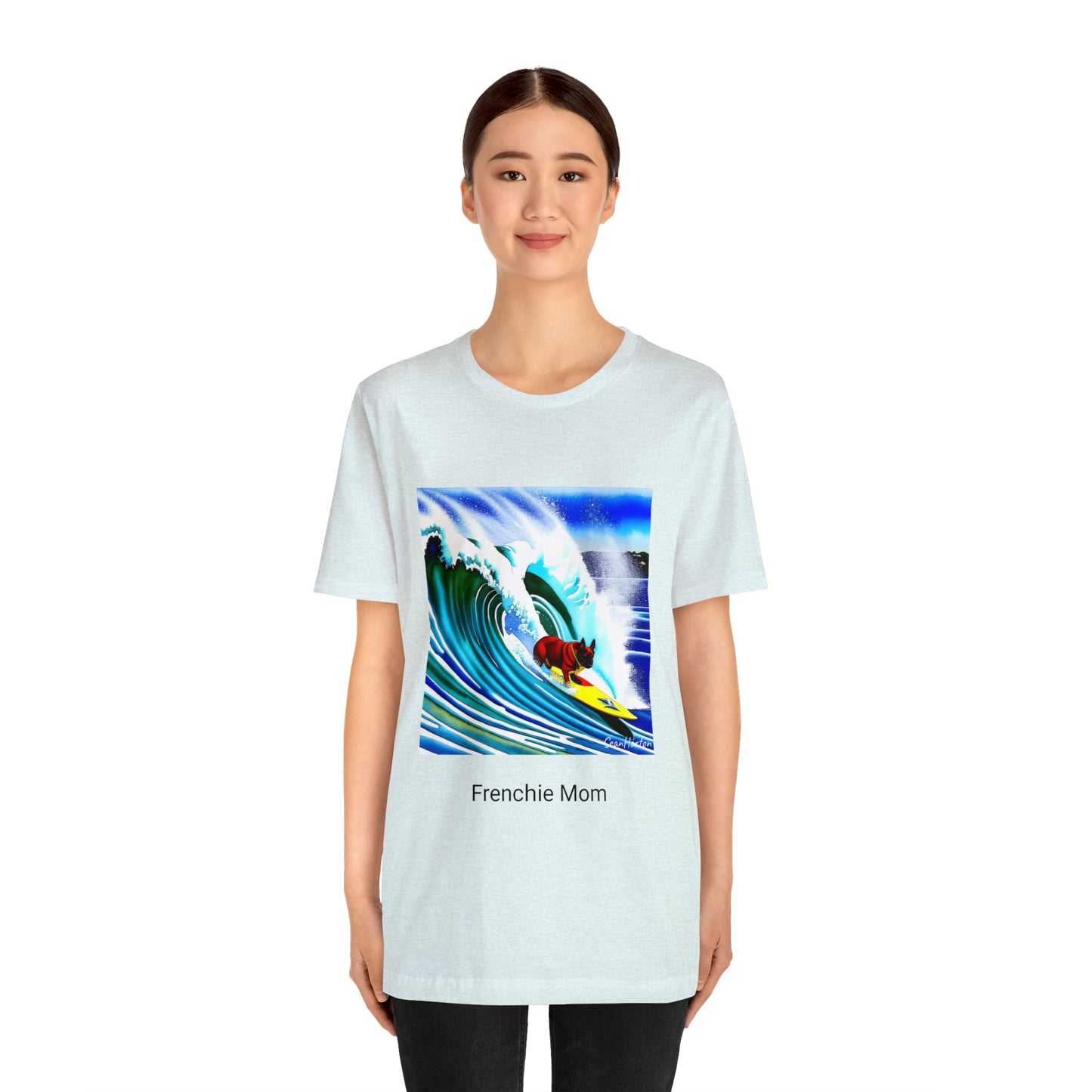 Surfing Frenchie/Frenchie Mom Unisex Jersey Short Sleeve Tee