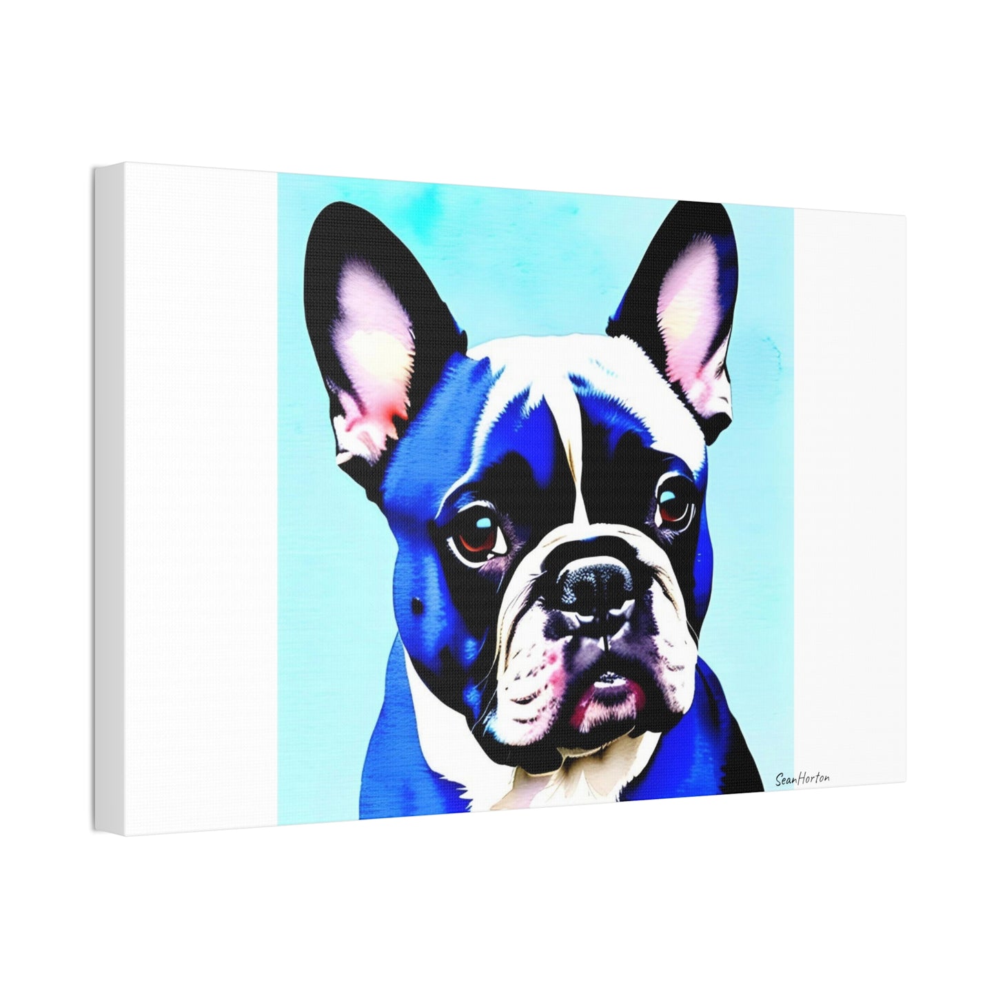 Blue Frenchie (Horizontal) Canvas Stretched, 1.5''