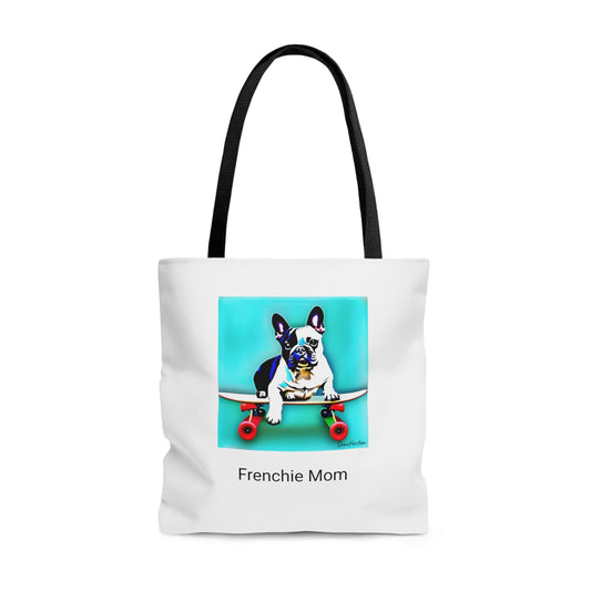 Frenchie on a Skateboard/Frenchie Mom Tote Bag (AOP)