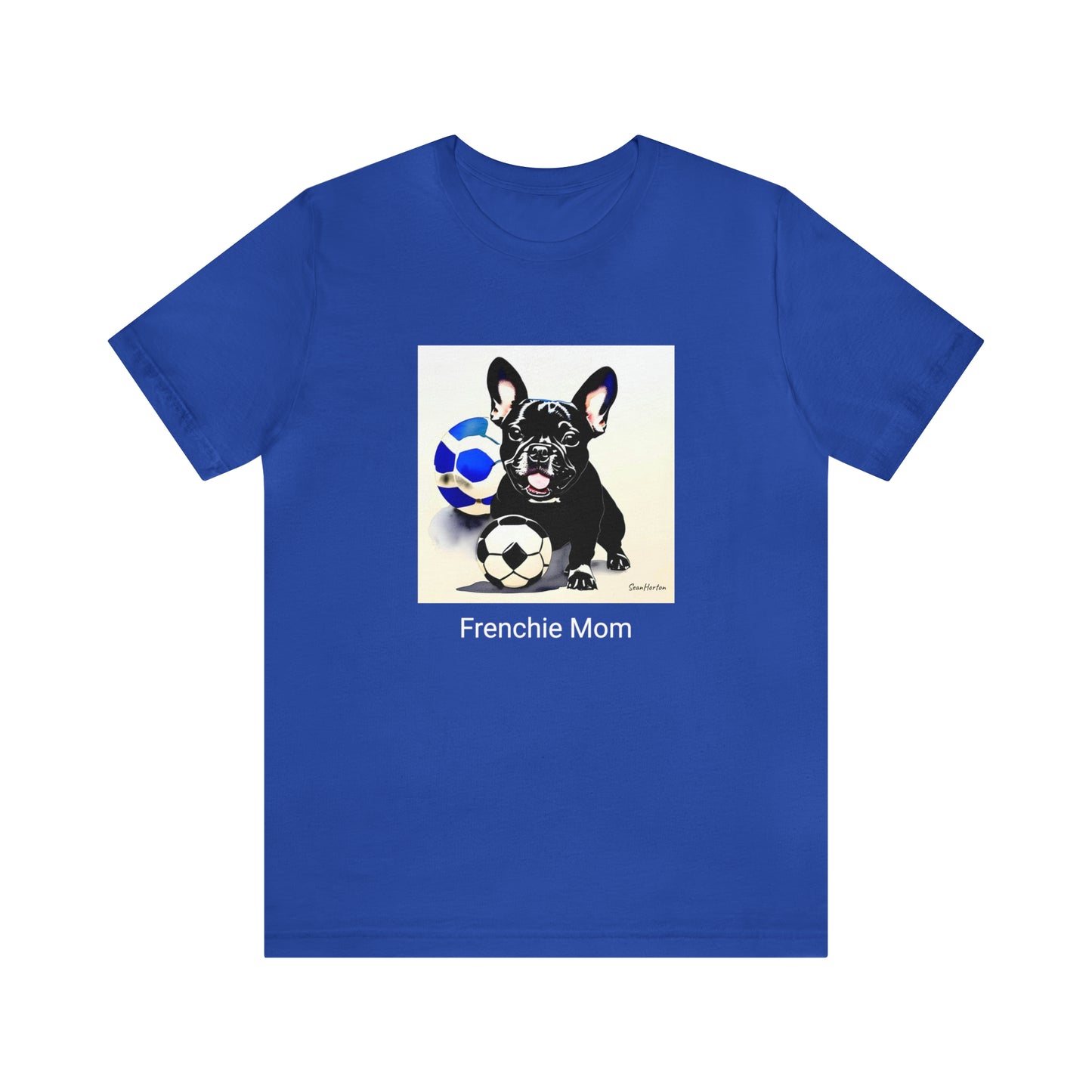 Frenchie with Soccer Ball/Frenchie Mom Unisex Jersey Short Sleeve Tee