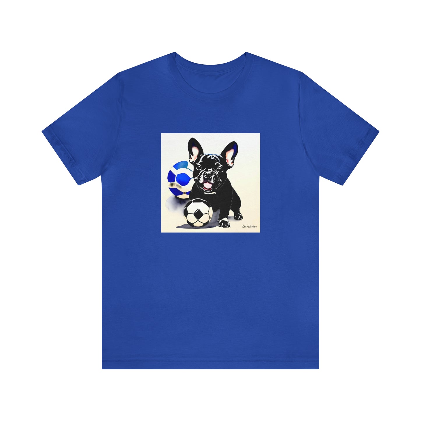 Frenchie with Soccer Ball Unisex Jersey Short Sleeve Tee